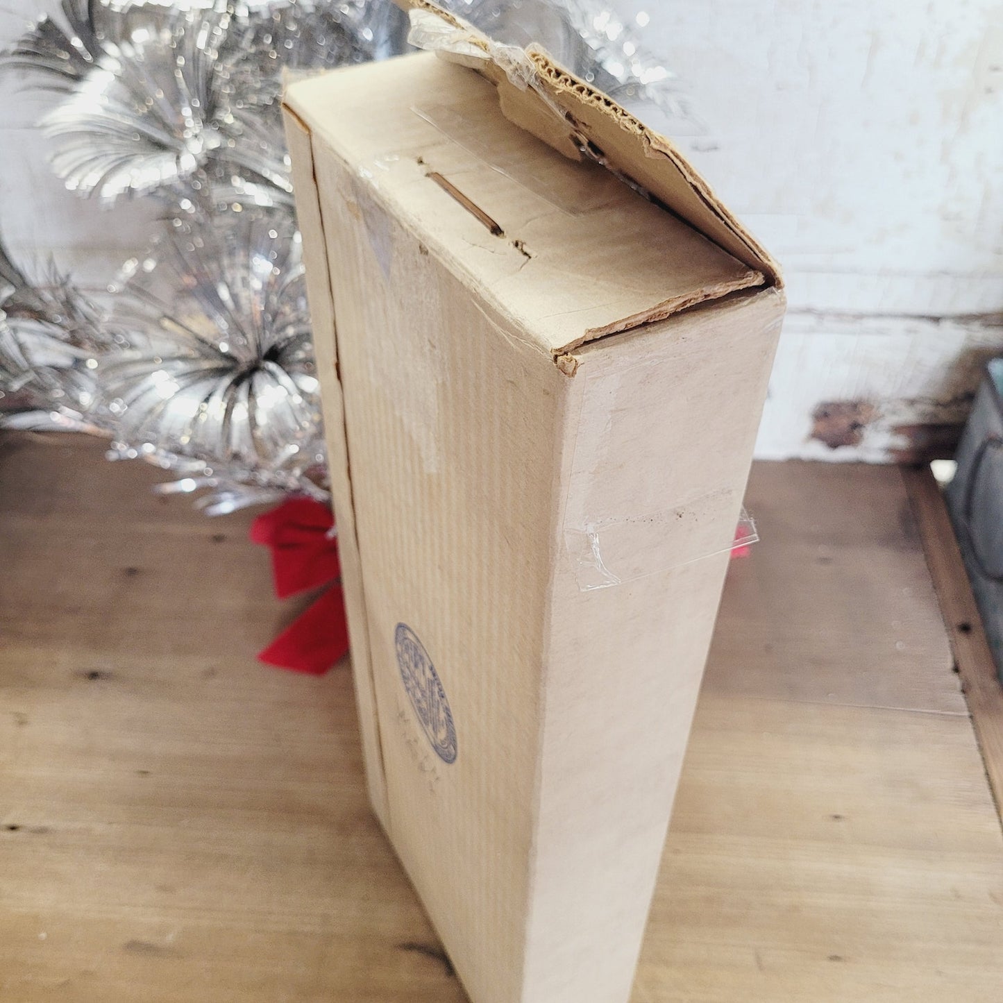 1950s Aluminum Pom Pom Hanging Christmas Tree | Wall Door Tree | 2 Ft Box #K5000