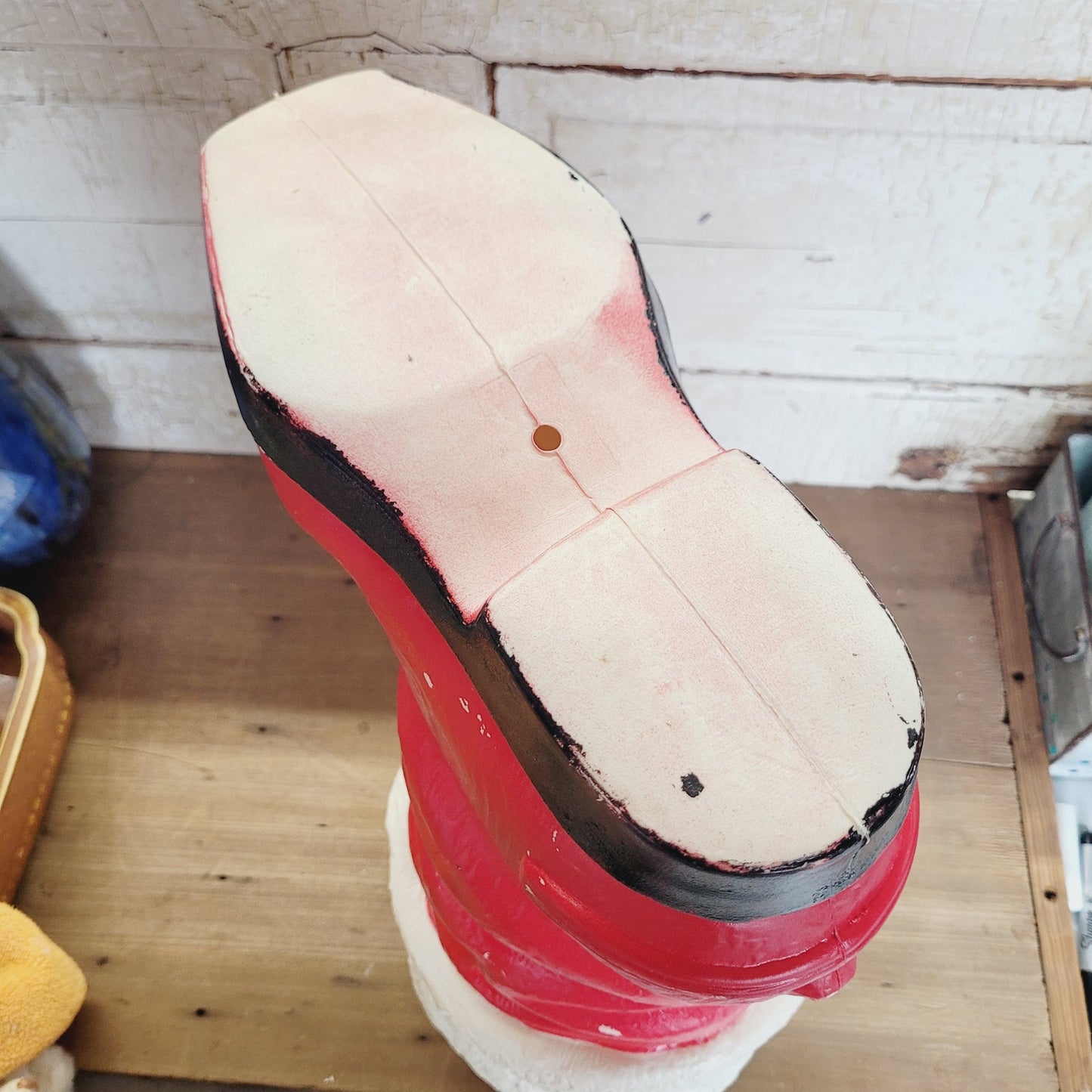 Vintage Santa Boot Blow Mold Store Display | Red & White Plastic Boot | 19" Tall