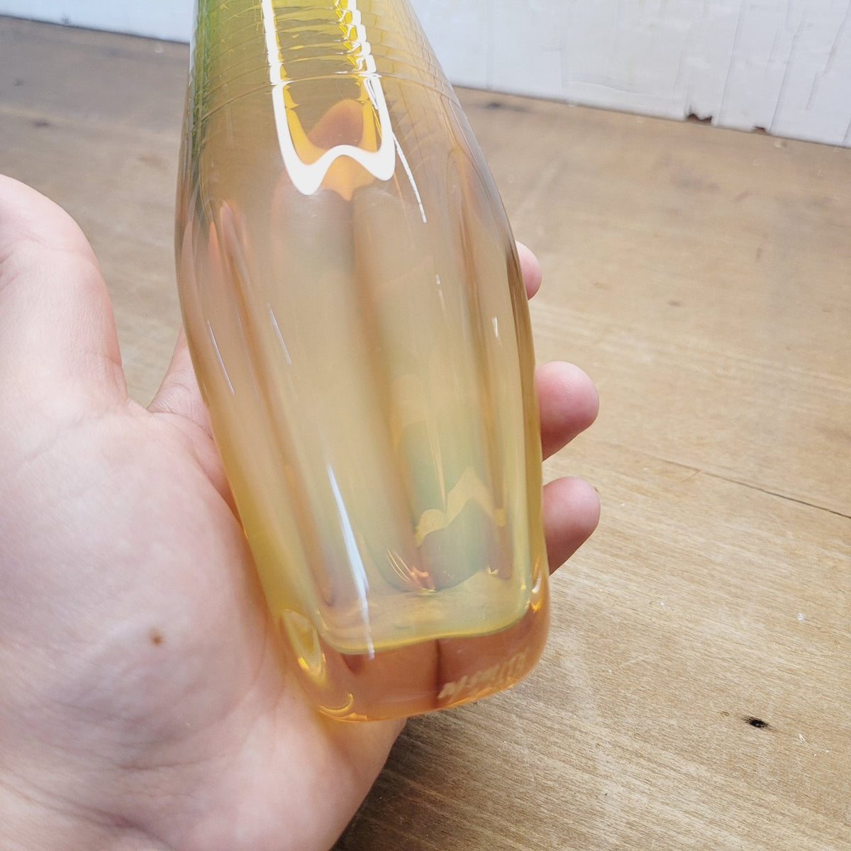 Alder House Art Glass Vase Signed Mike Smith 2004 Gold 6 Inch