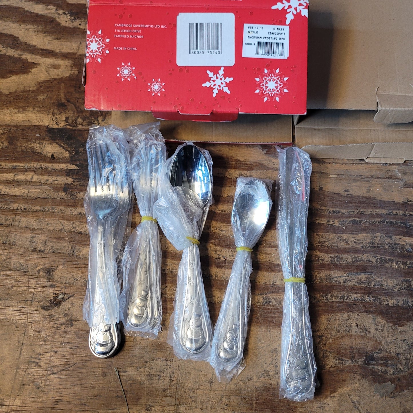 NEW Cambridge Silversmiths Snowman Frost 20pc Flatware Set Service for 4