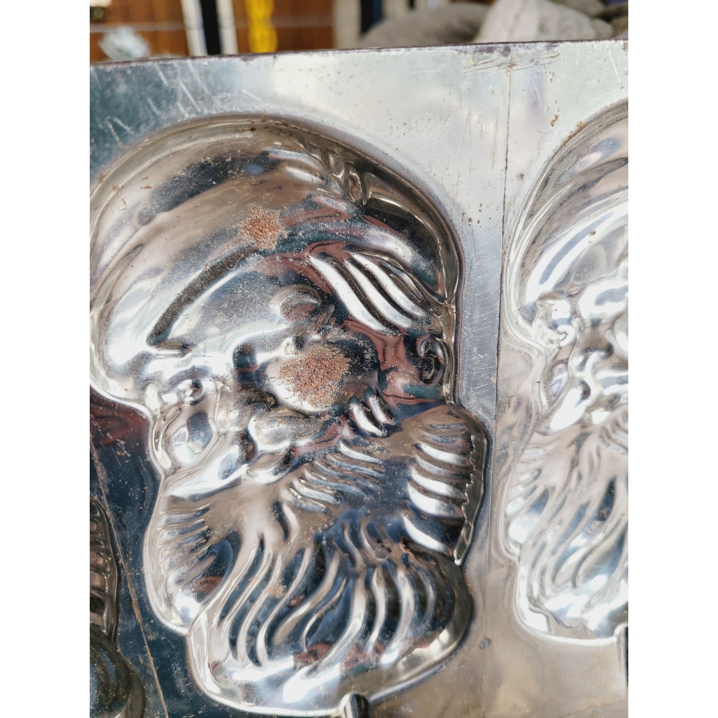 Large Vintage Metal Santa Chocolate Mold | 16 Cavity Candy Baking Craft Tray