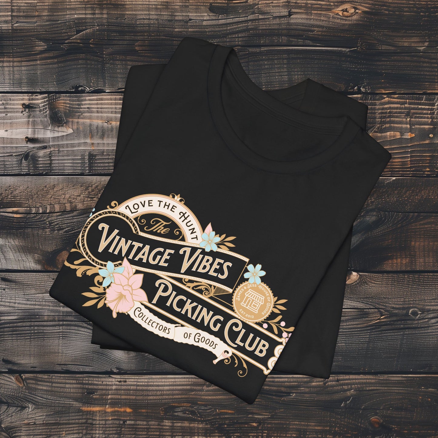 Vintage Vibes Picking Club, James and Jess' House of Goods Tee - Retro Graphic T-Shirt, Soft Style