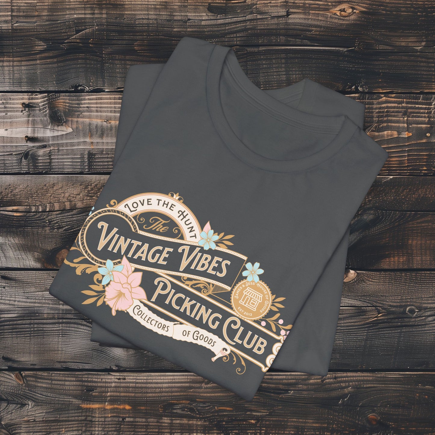 Vintage Vibes Picking Club, James and Jess' House of Goods Tee - Retro Graphic T-Shirt, Soft Style