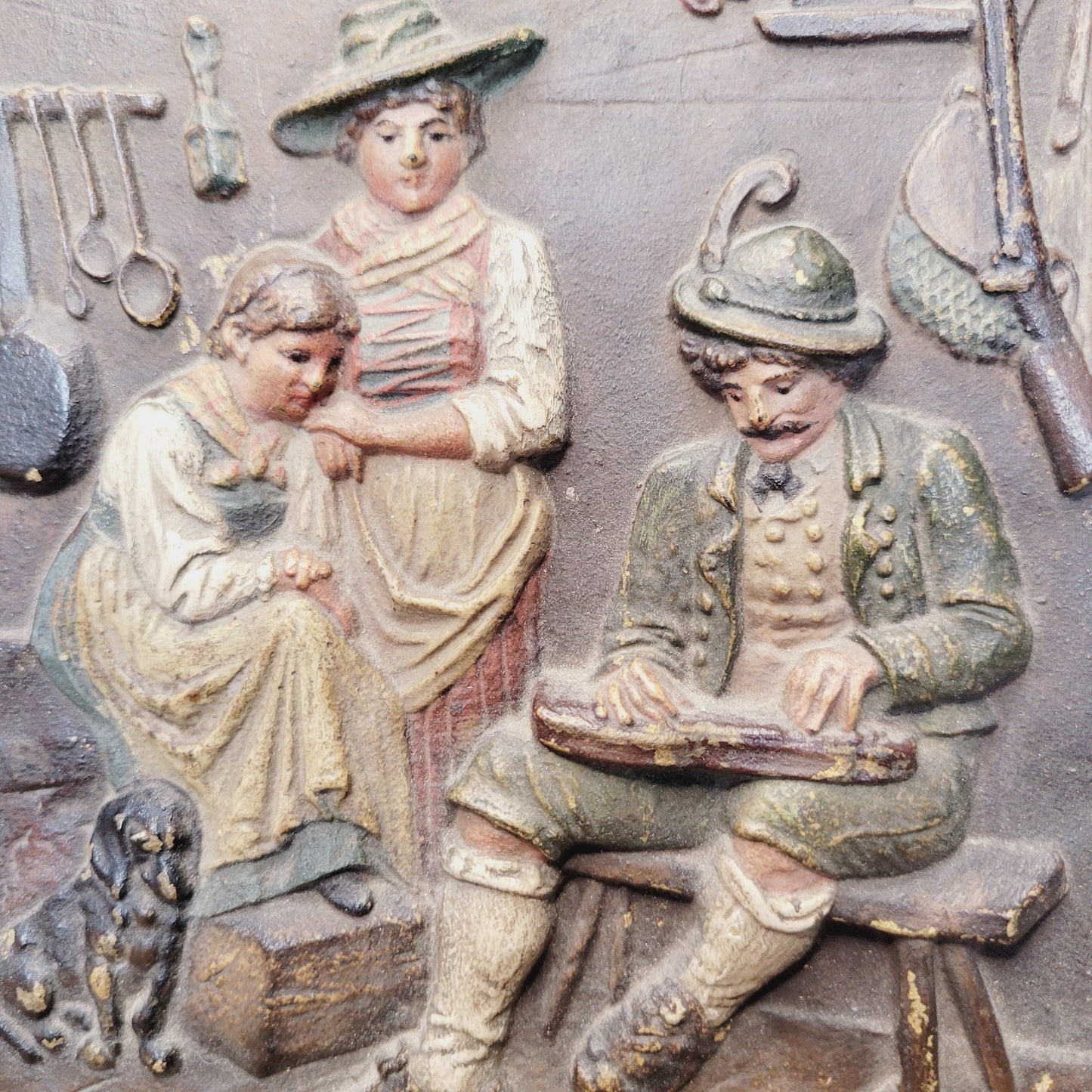 Antique Bradley and Hubbard Cast Iron Wall Plaque 1812 Figural Relief Easel Back