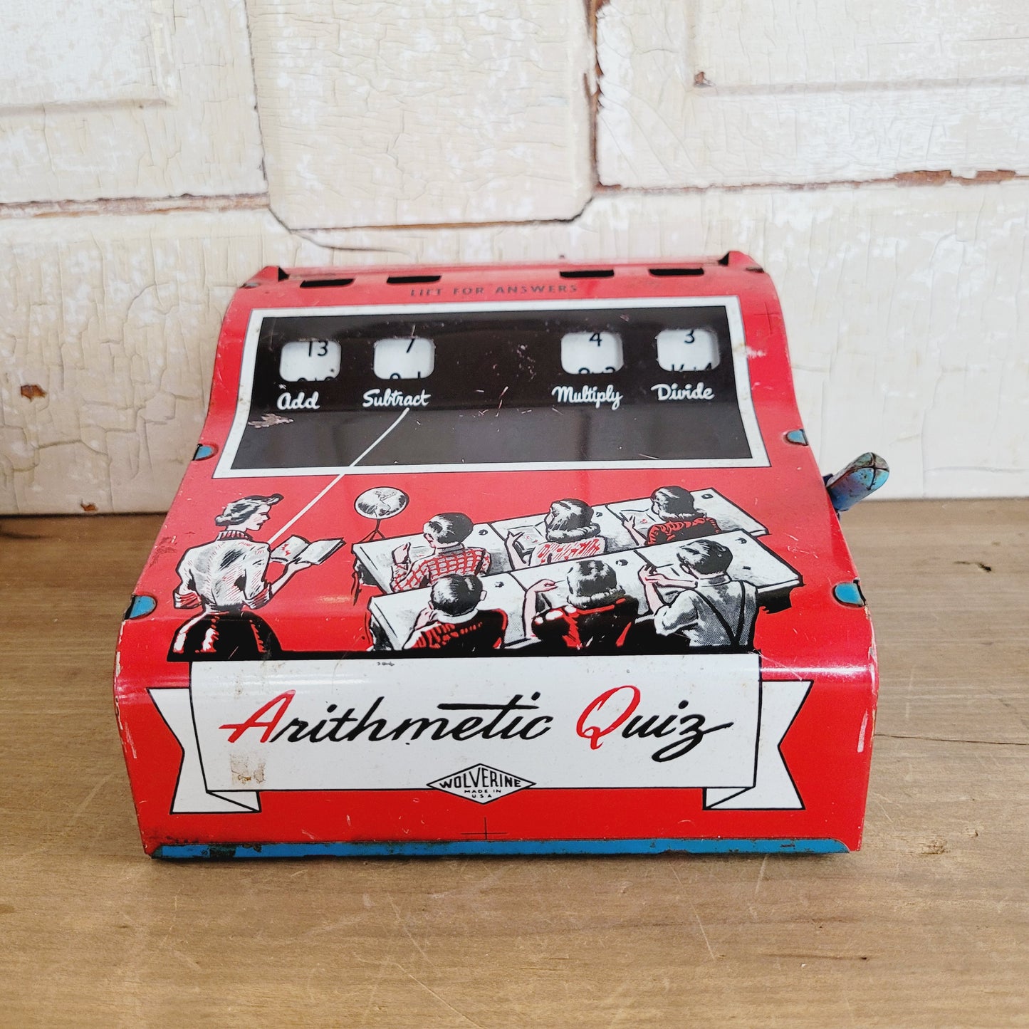 1950s Vintage Wolverine Tin Arithmetic Math Quiz Machine Learning Toy