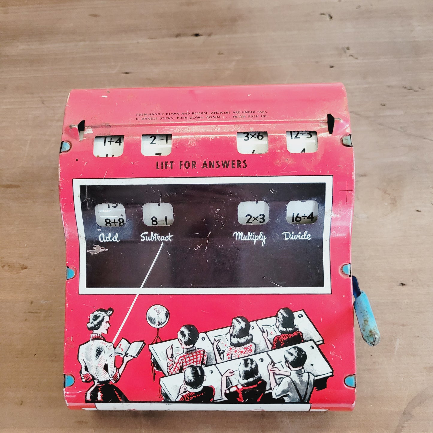 1950s Vintage Wolverine Tin Arithmetic Math Quiz Machine Learning Toy