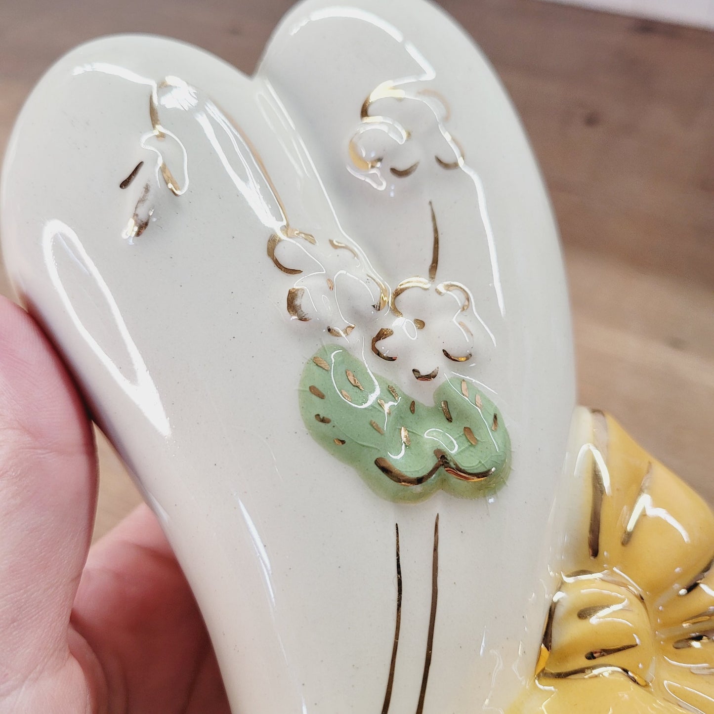 Vintage USA Pottery Heart Planter with Bow, 5.75 inches - Marked USA