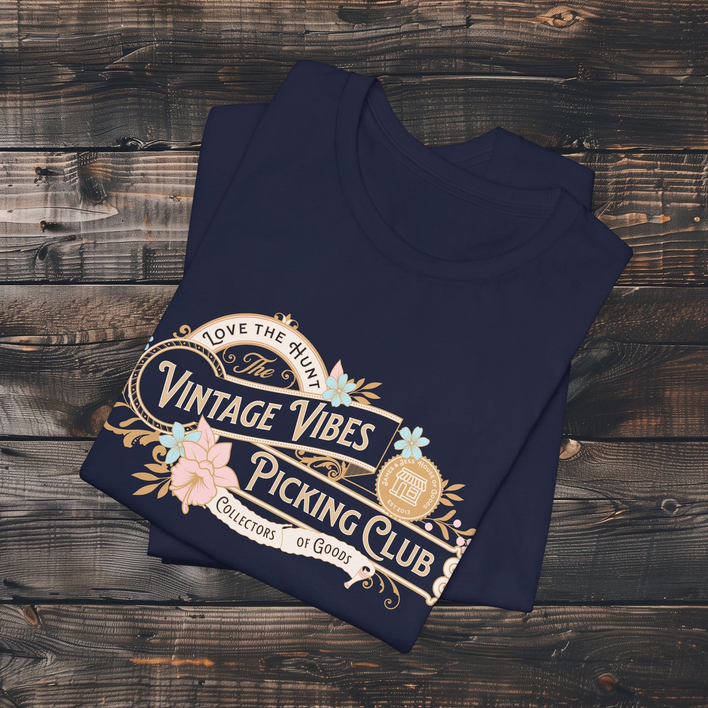 Vintage Vibes Picking Club, James and Jess' House of Goods Tee - Retro Graphic T-Shirt, Soft Style