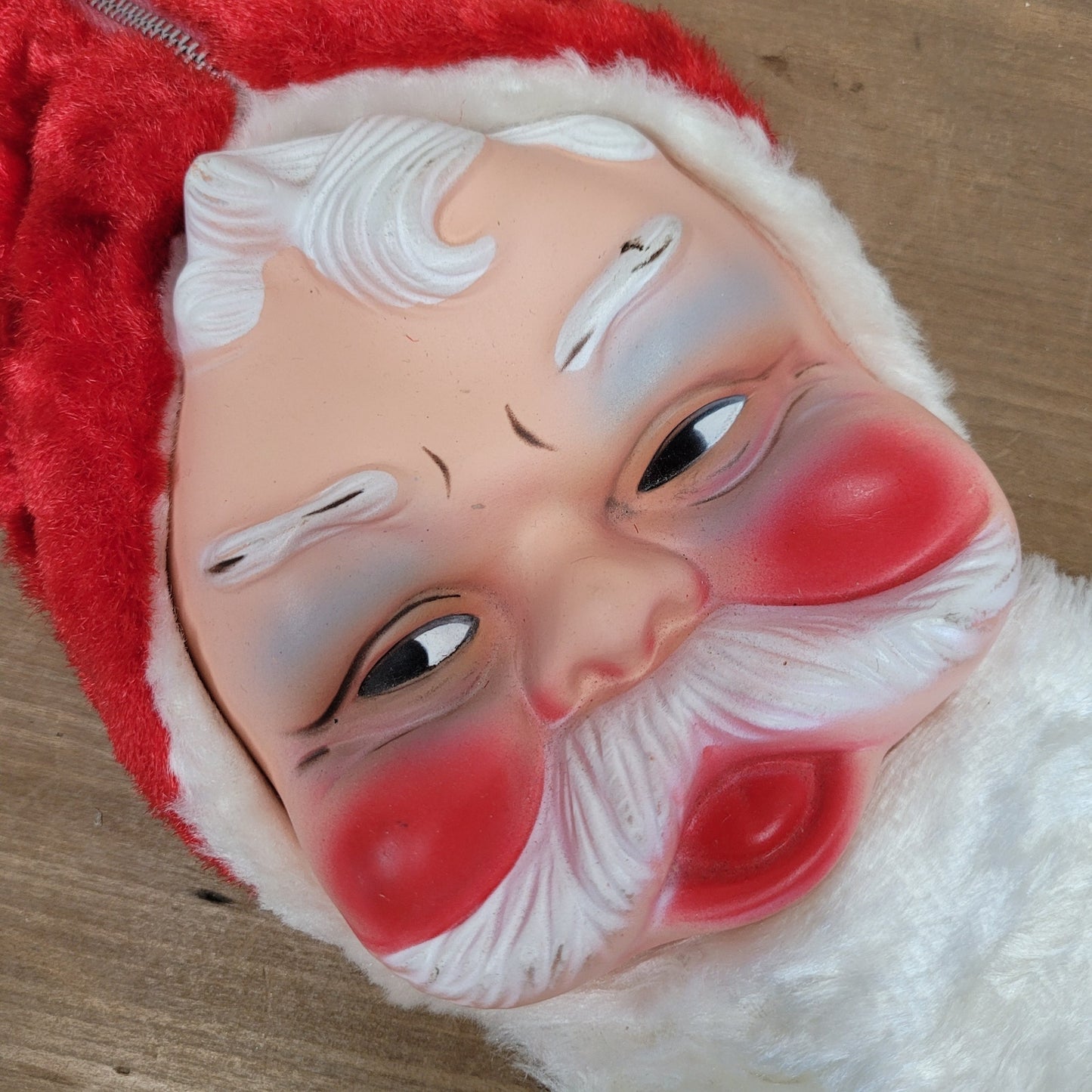 Vintage Bijou Toys Rubber Face Santa Pajama Bag Stocking Mid Century Christmas