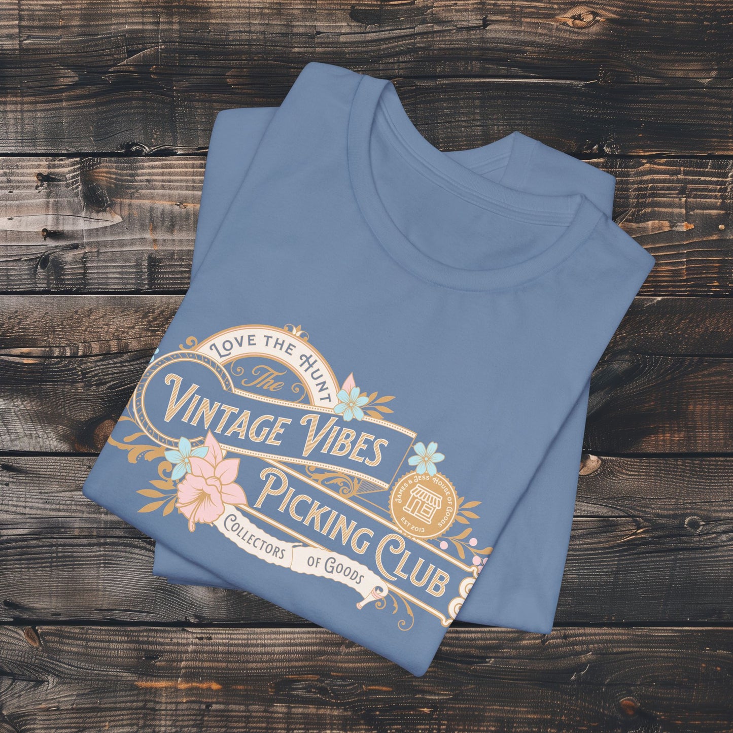Vintage Vibes Picking Club, James and Jess' House of Goods Tee - Retro Graphic T-Shirt, Soft Style