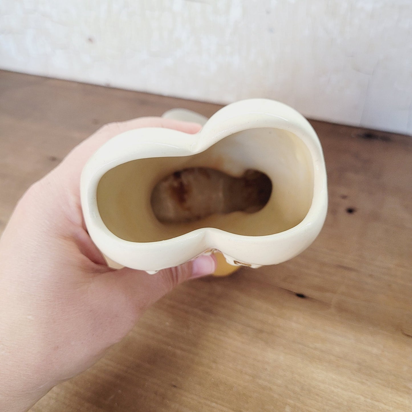 Vintage USA Pottery Heart Planter with Bow, 5.75 inches - Marked USA