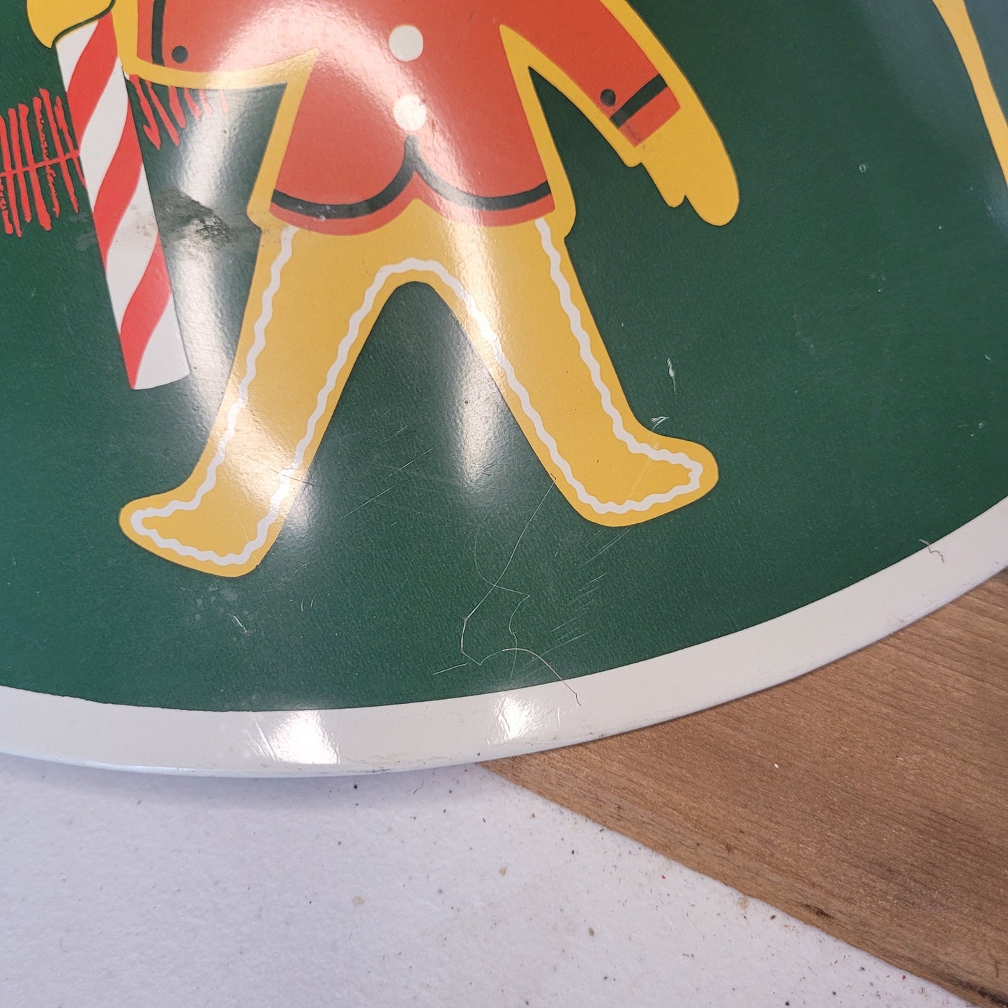 1950s Vintage Tin Metal Litho Christmas Tree Stand Santa Rudolph Gingerbread
