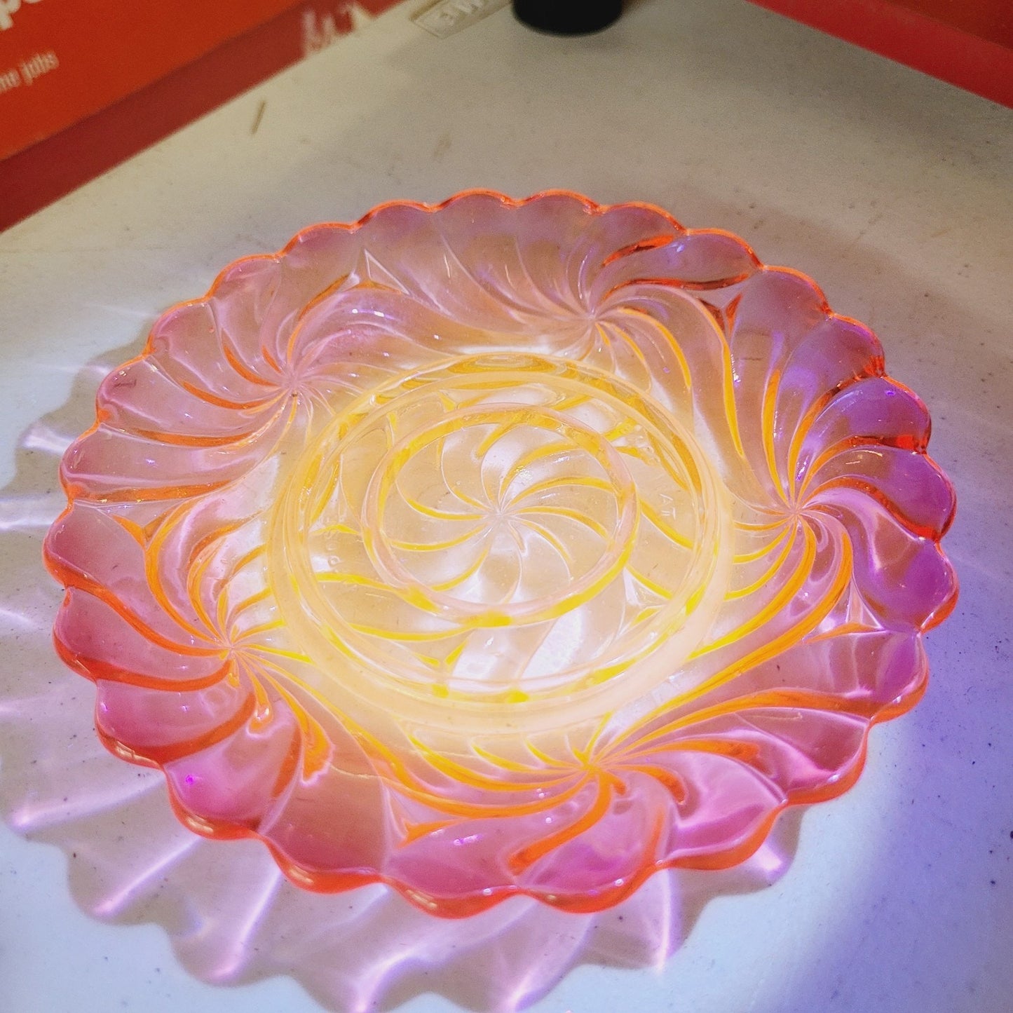 Baccarat Rose Tiente Fairy Lamp Rosaces Multiples Swirl French Art Glass Marked