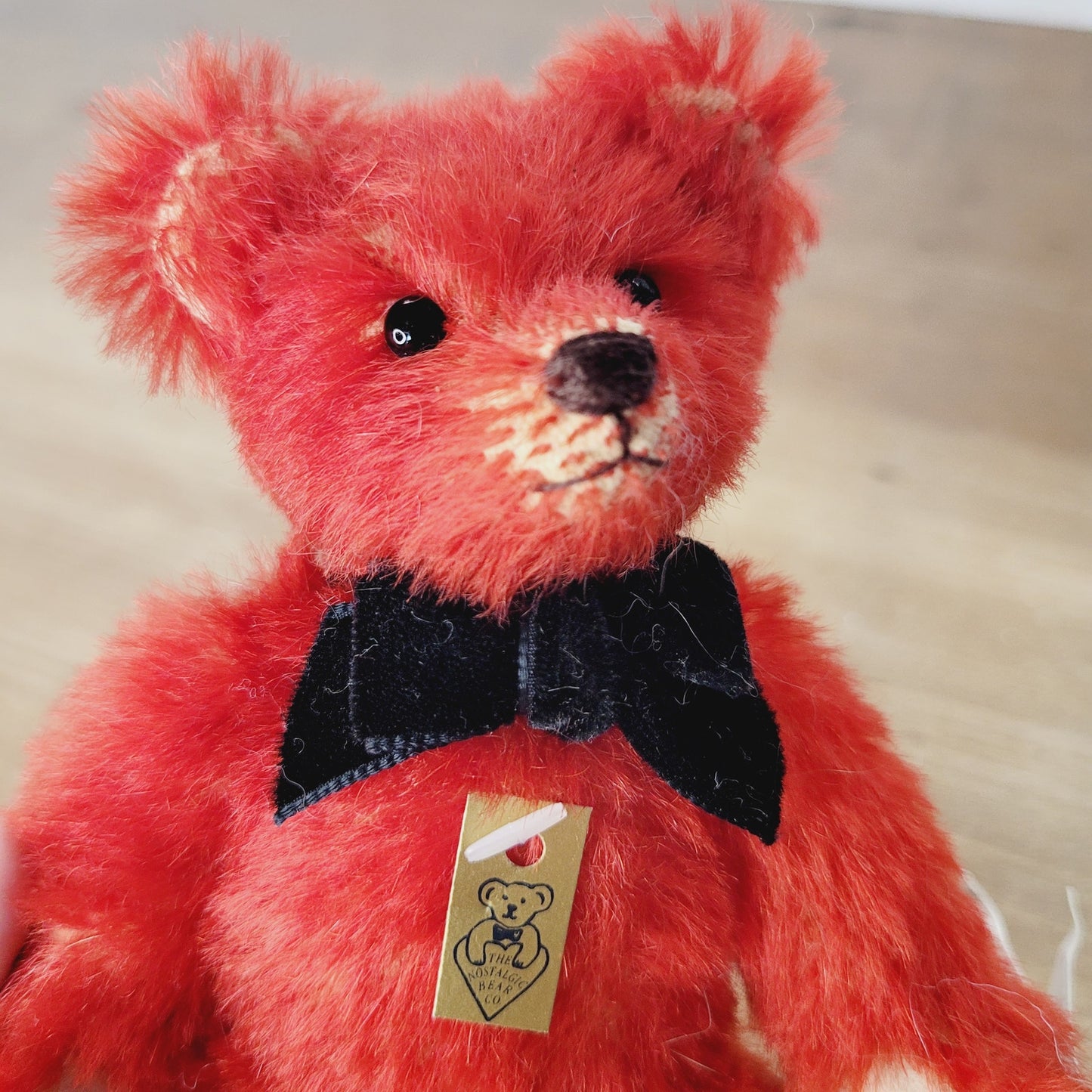 Nostalgic Bear Co 1990 Mini Teddy Bear Signed Sue Foskey Red 6" w Tags