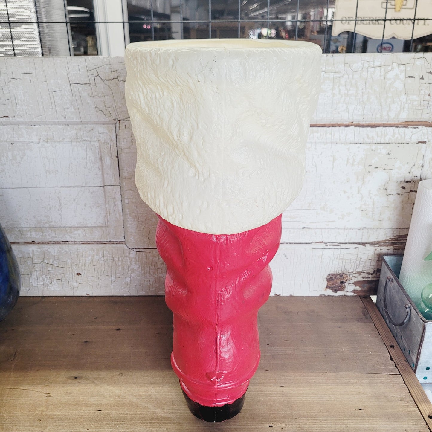 Vintage Santa Boot Blow Mold Store Display | Red & White Plastic Boot | 19" Tall