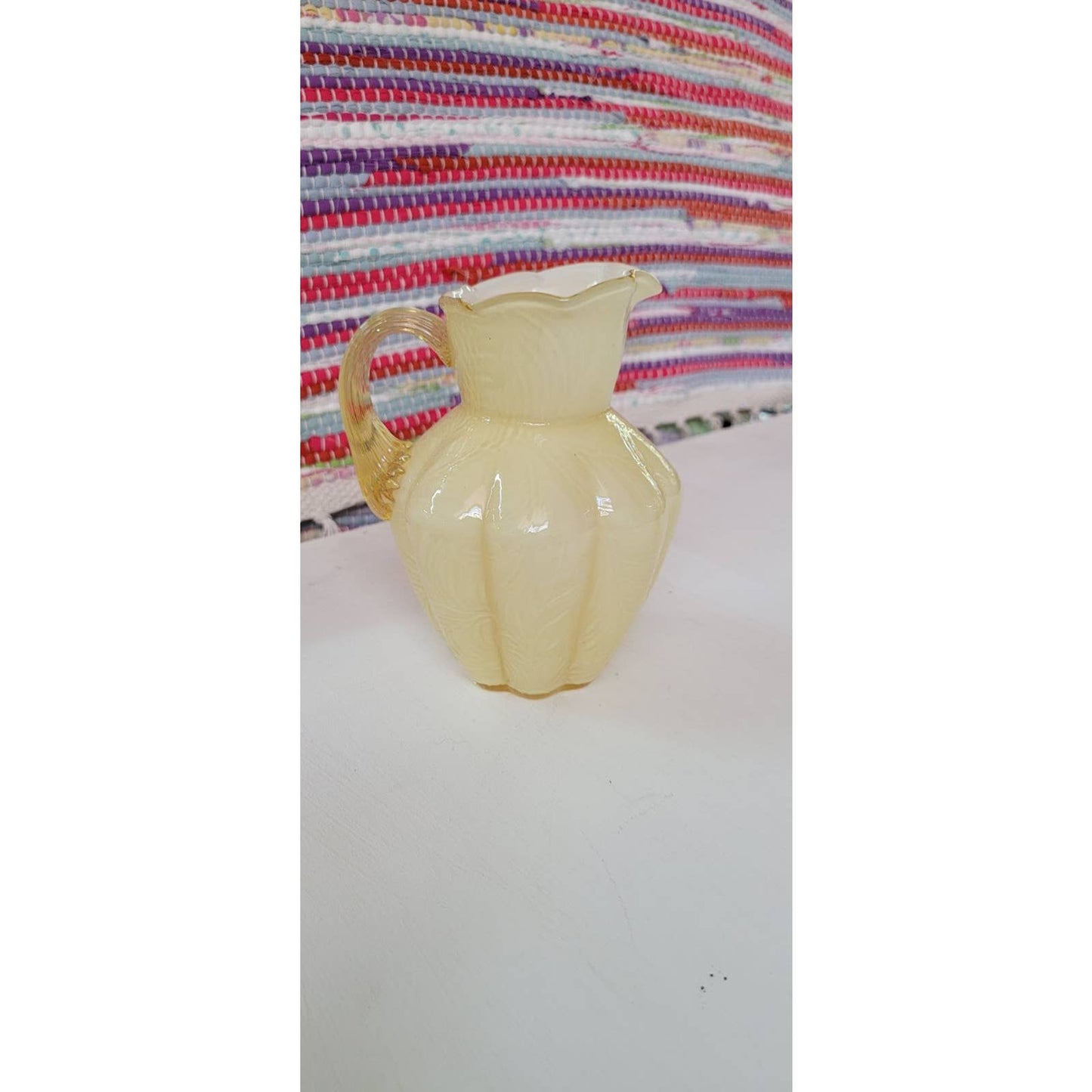Fenton Overlay Yellow Glass Pitcher