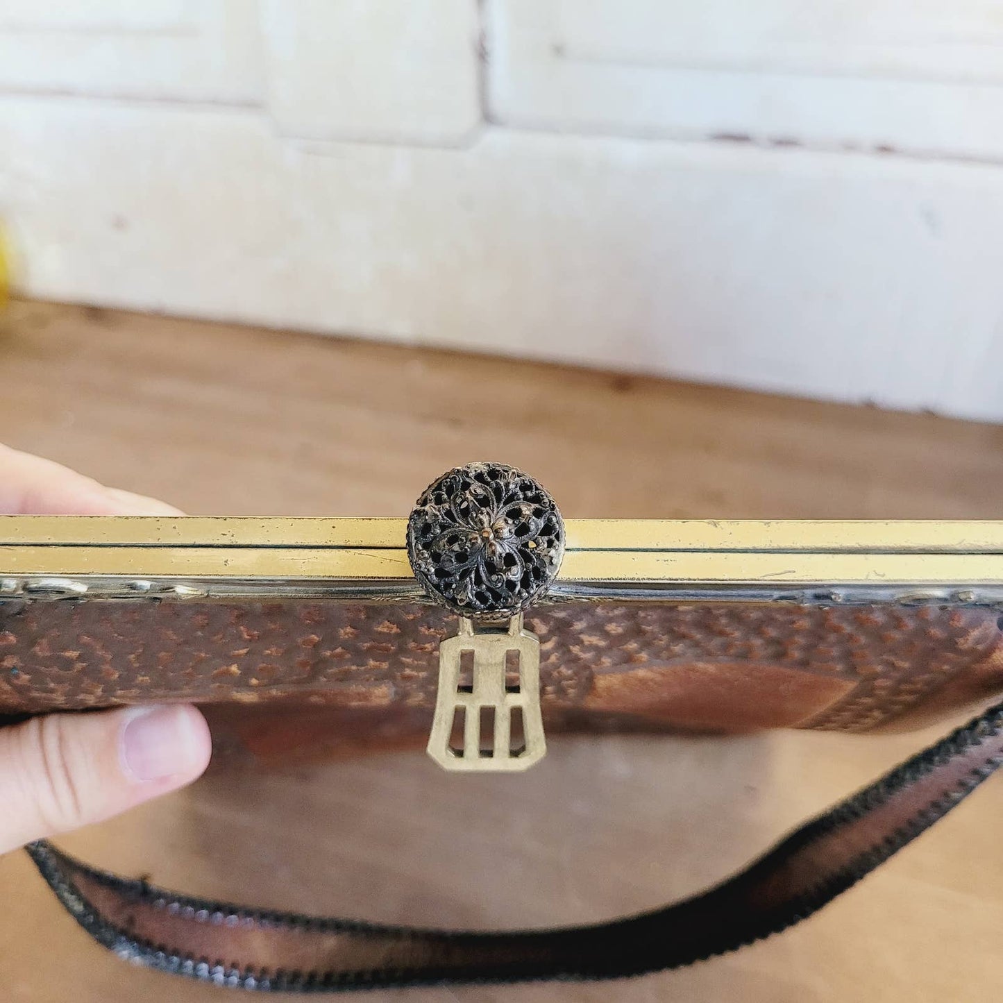 Antique 1918 Amity Tooled Leather Purse