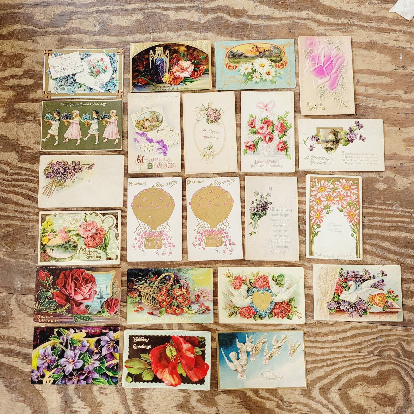 Lot of 22 Antique Postcards Early 1900's Floral Embossed Birthday