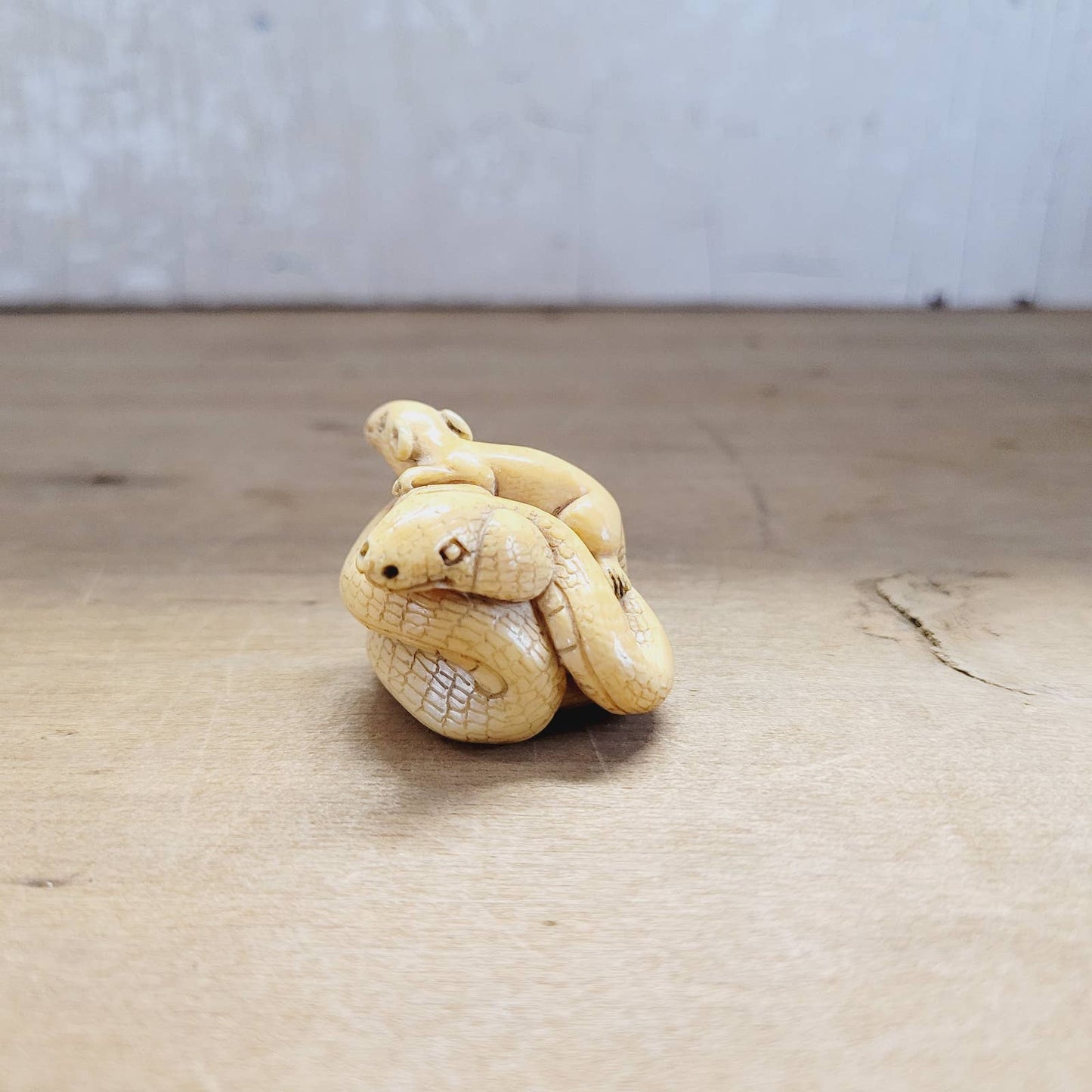 Japanese Antique Netsuke Rat and Snake