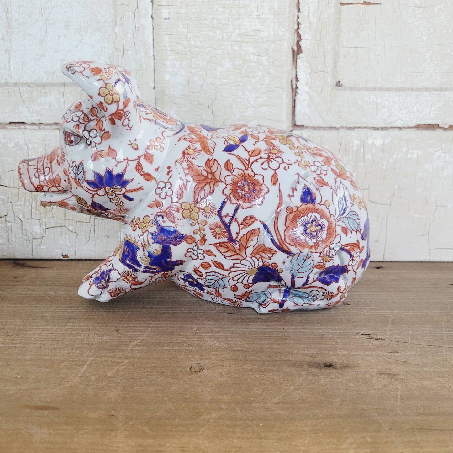 Vintage Japanese IMARI Ceramic Pig Signed