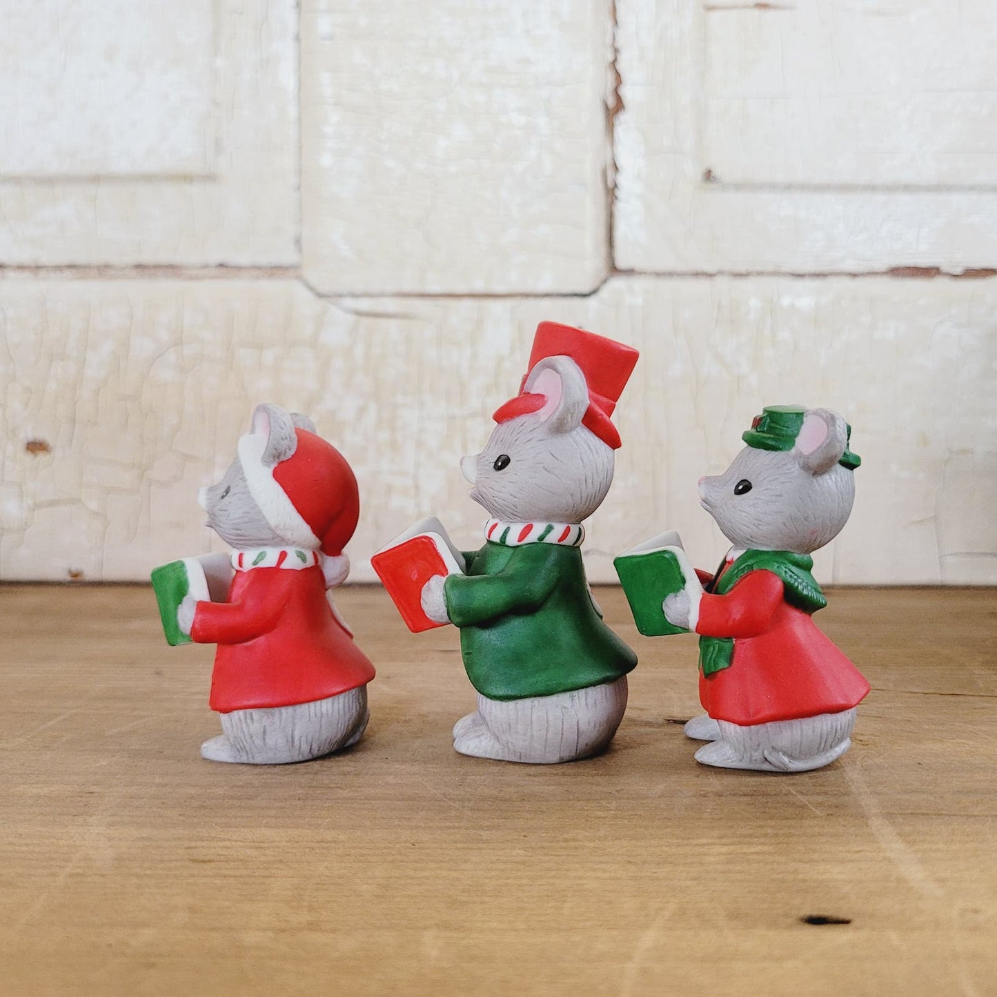 3 Vintage Lefton Frisky Friends Mouse Carolers 04713