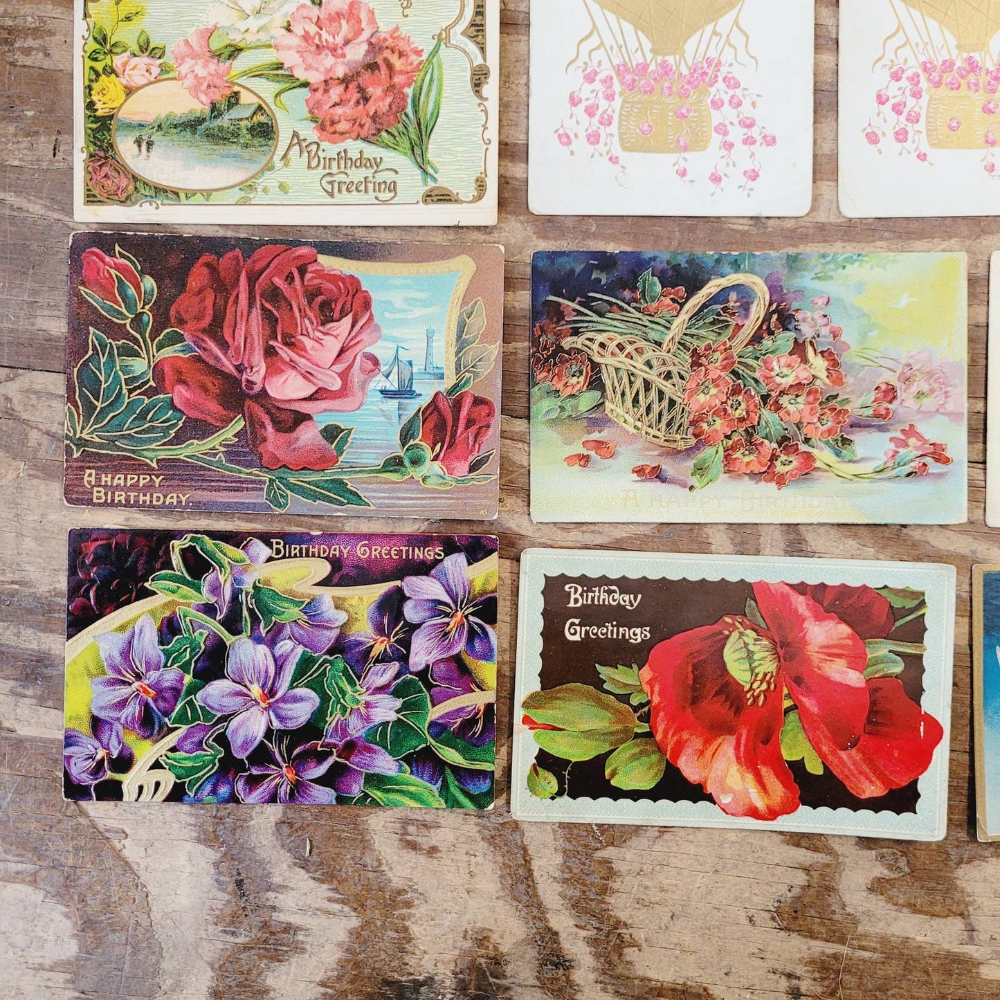 Lot of 22 Antique Postcards Early 1900's Floral Embossed Birthday