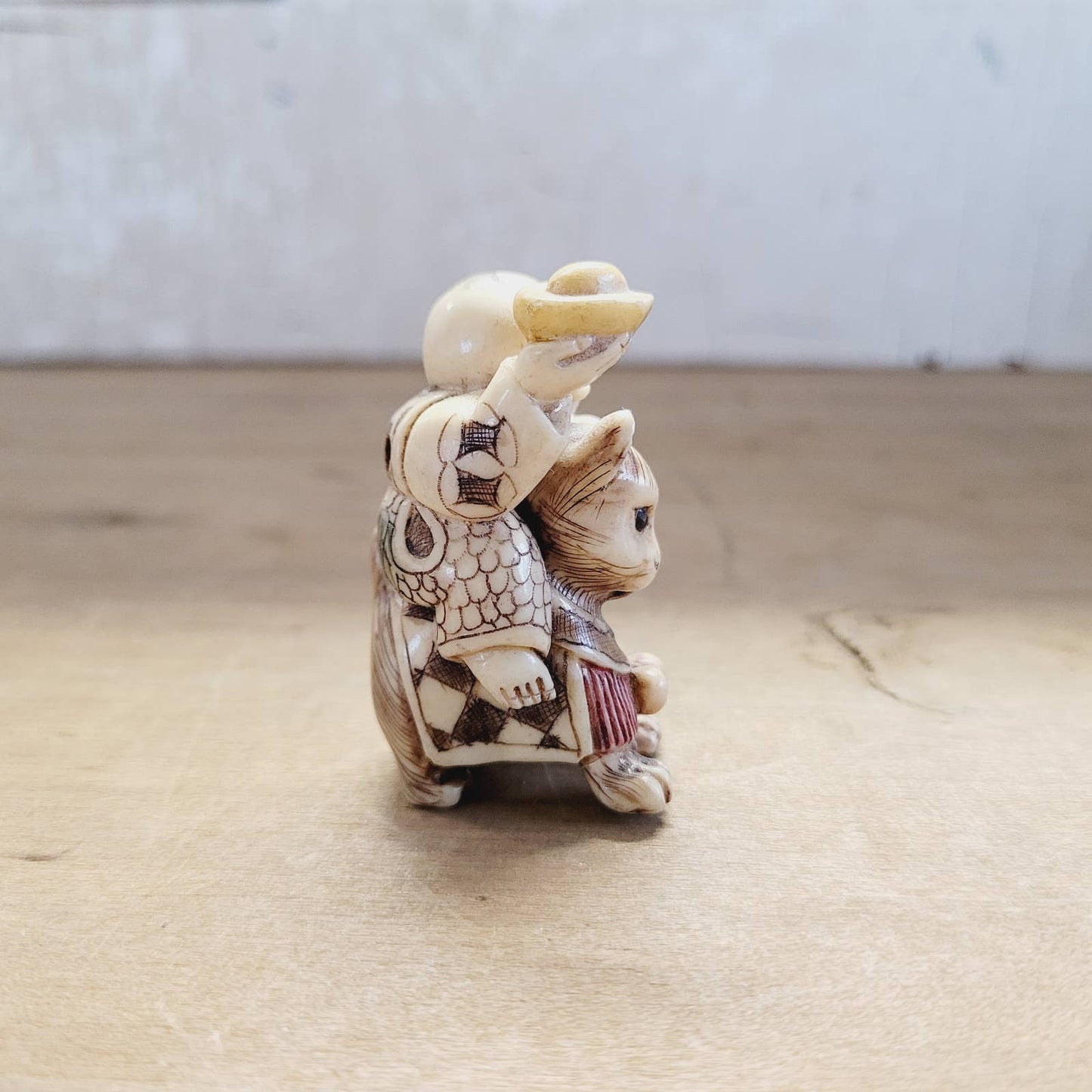 Japanese Antique Netsuke Man on Animal