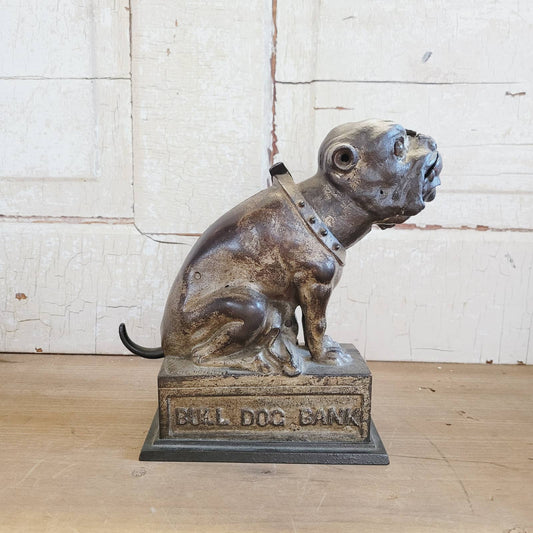 Original 1880 Antique Cast Iron Bull Dog Cast Iron Mechanical Bank