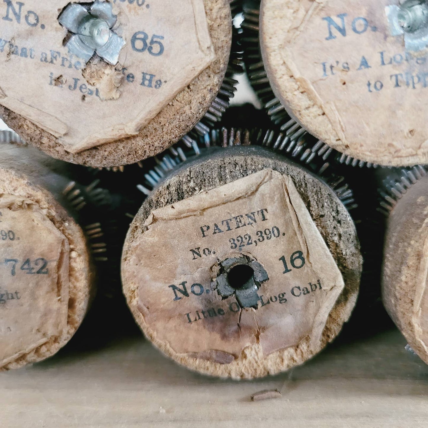 (6) Antique Wood Cob Music Rolls Silent Night America Jesus Tipperary & More