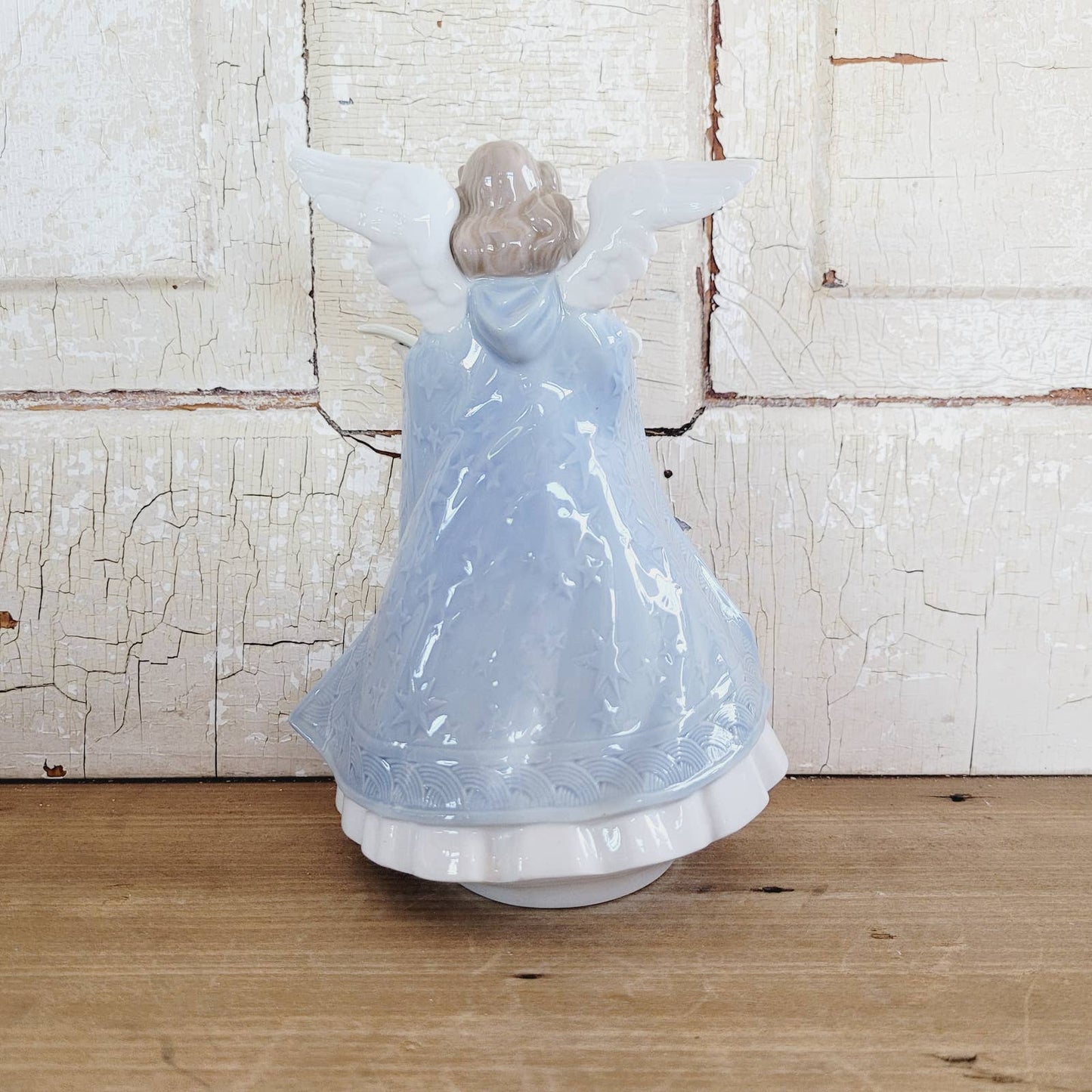 Lladro Angel In Blue With Musical Scroll MINT Figurine Vintage Tree Topper