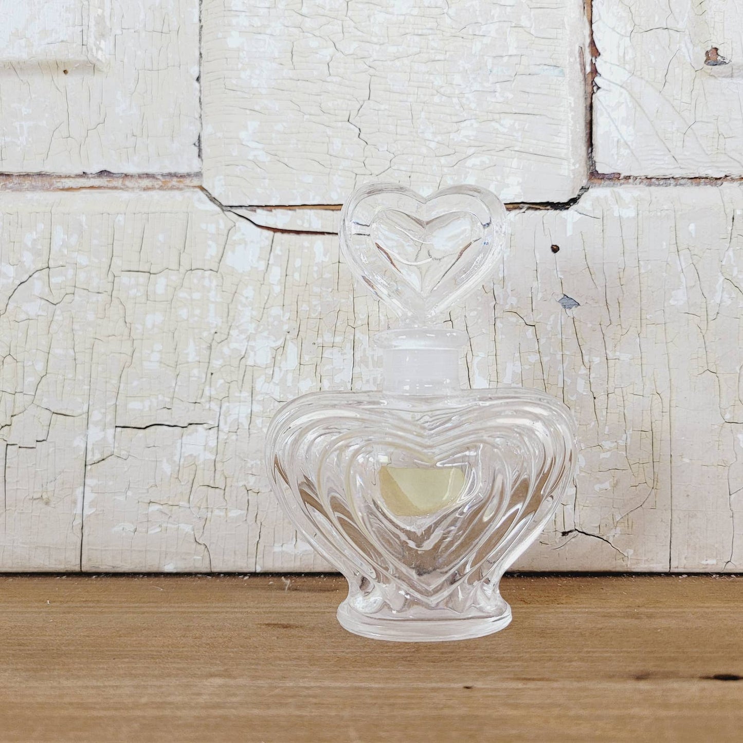 Vintage Gorham Full Lead Crystal Heart Shape Perfume Bottle