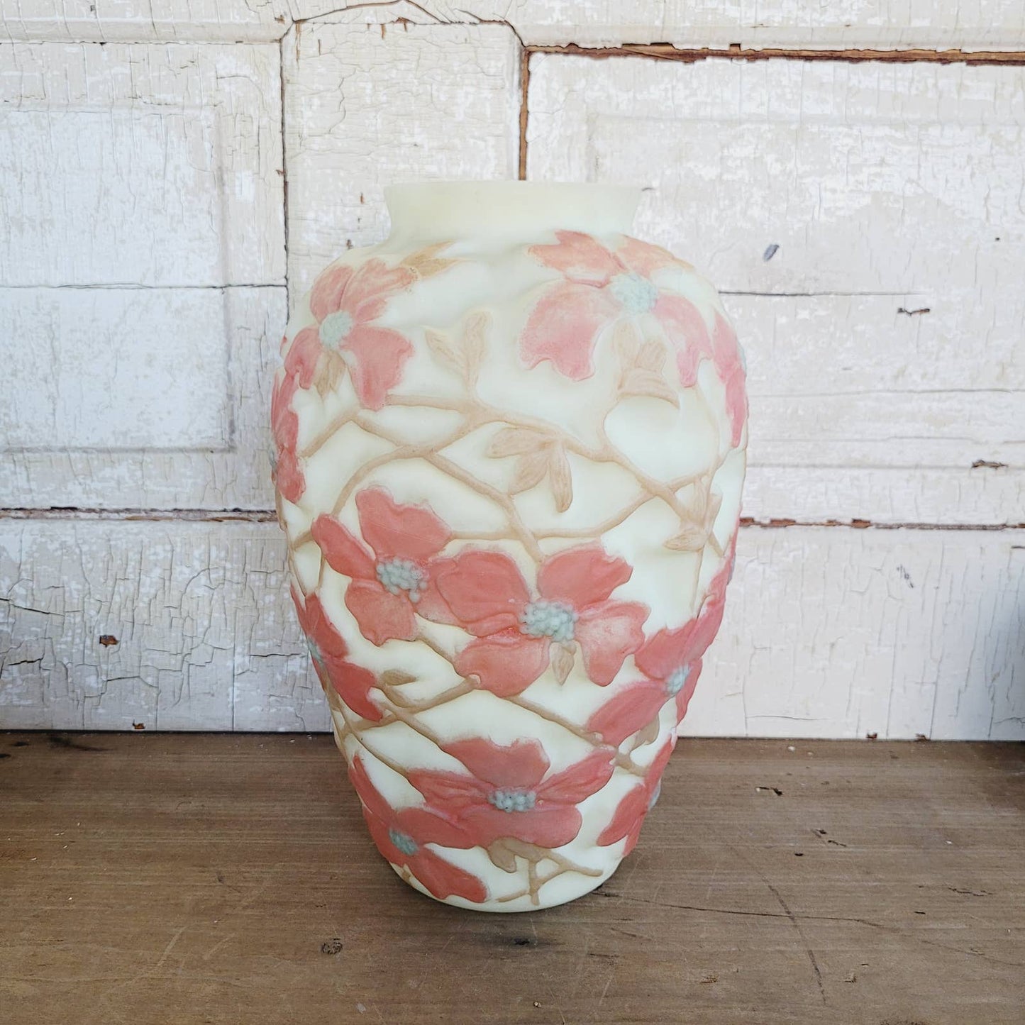Vintage Large Consolidated Glass Dogwood Vase GLOWS