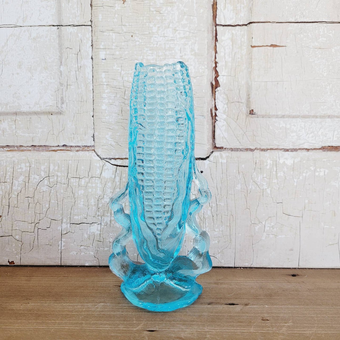 Vintage Corn Cob Vase EAPG Blue