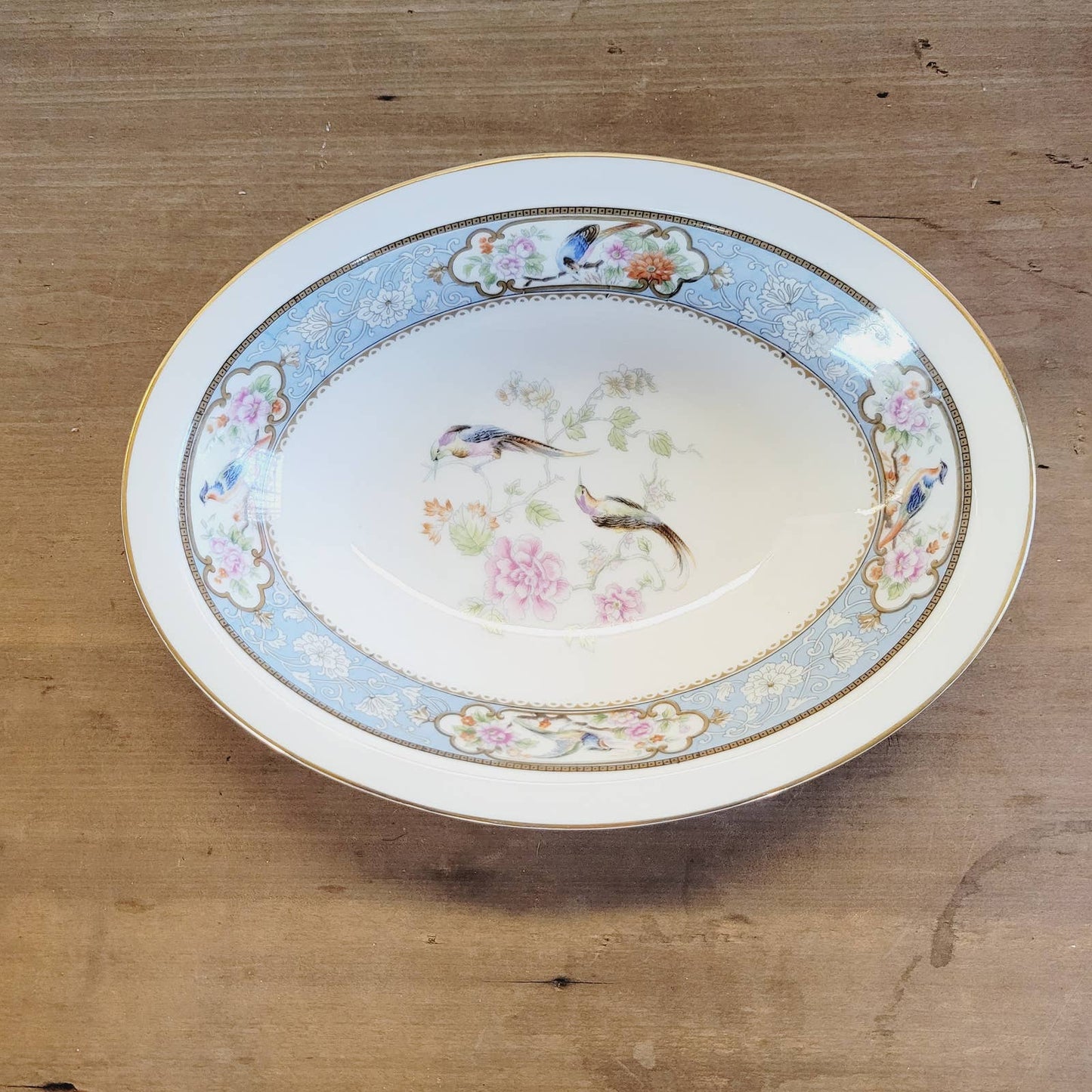 1920s Hutschenreuther Oval Vegetable Serving Bowl Bird of Paradise
