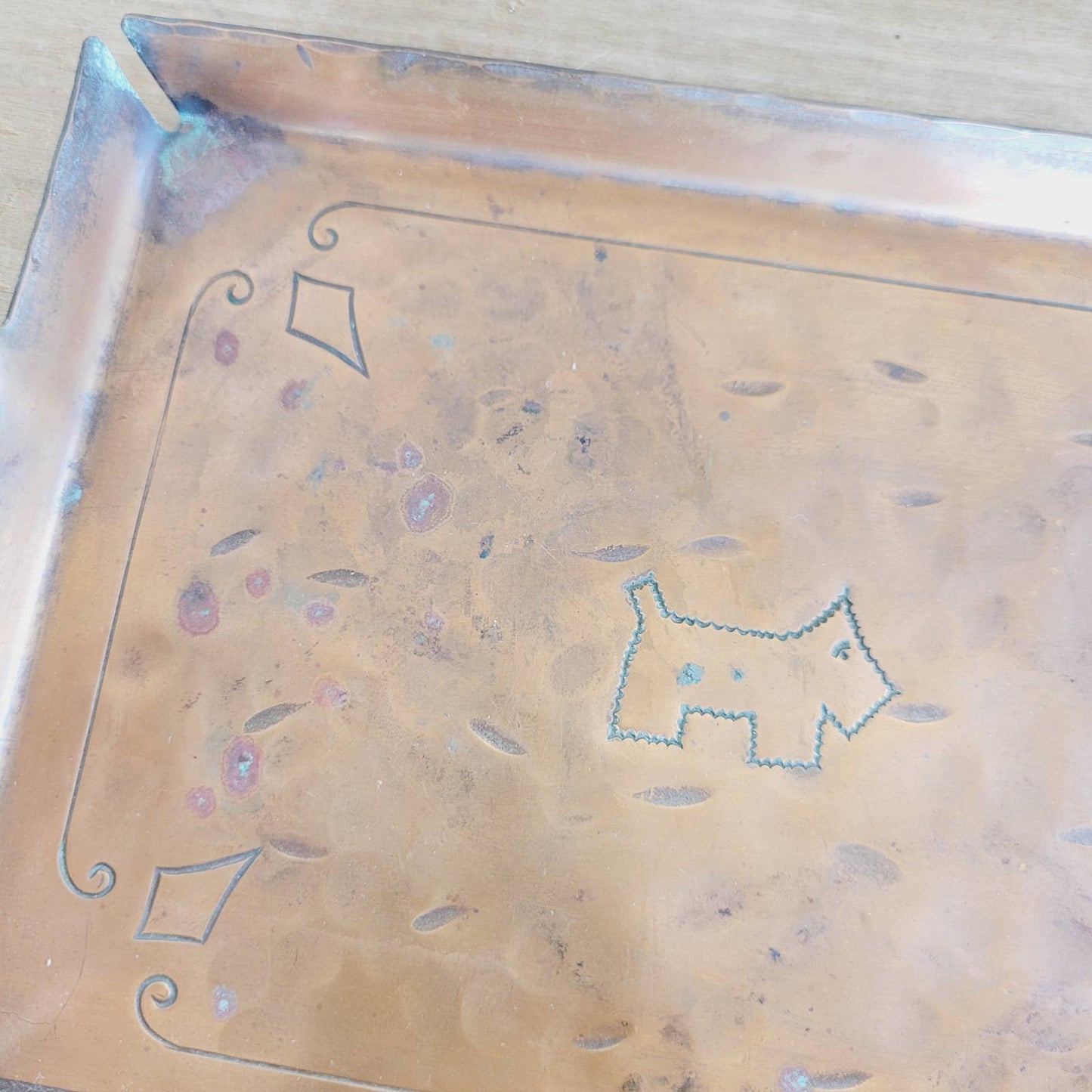 Craftsman Studios Hammered Copper Tray Scottie