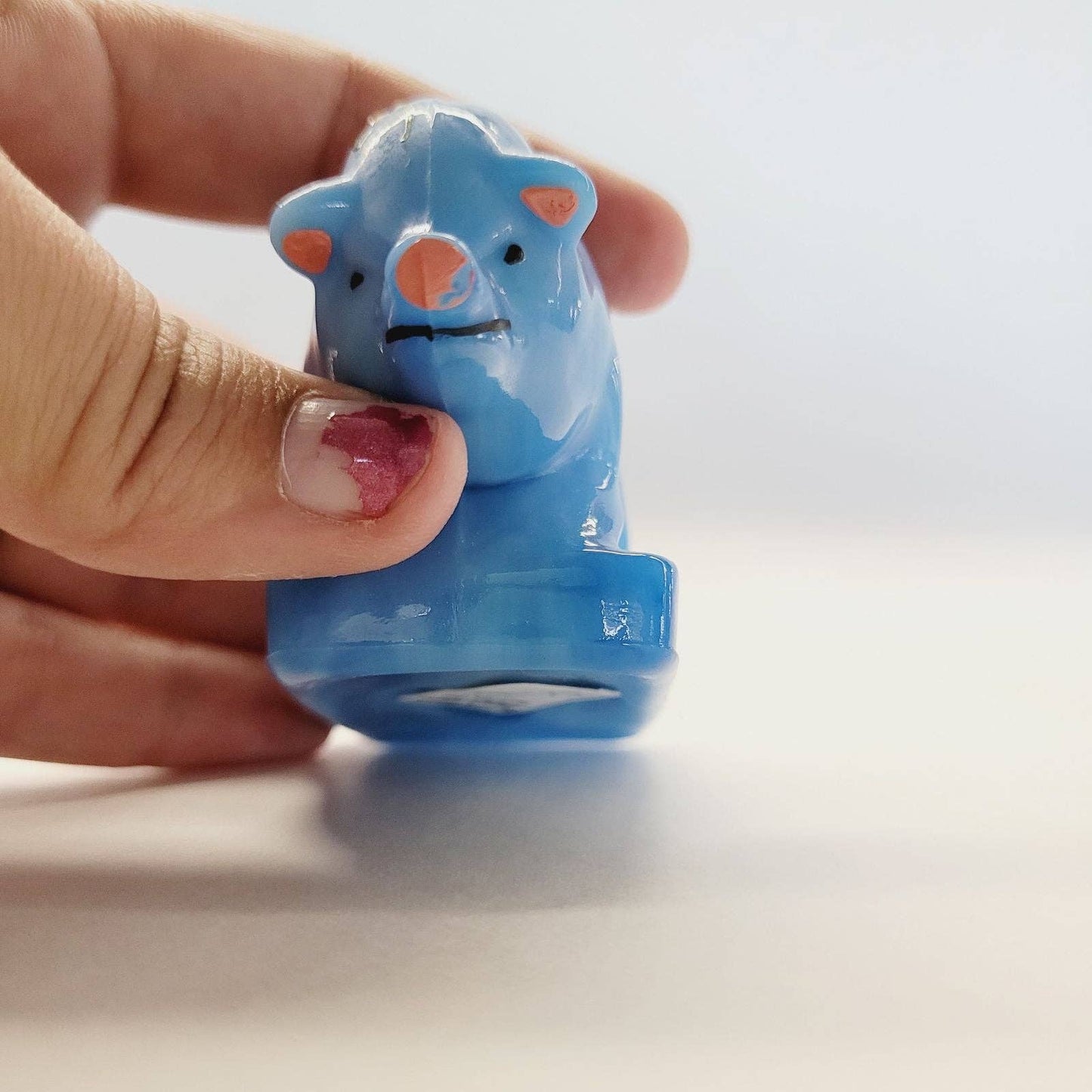 Boyd Glass Pig Handpainted Blue Slag