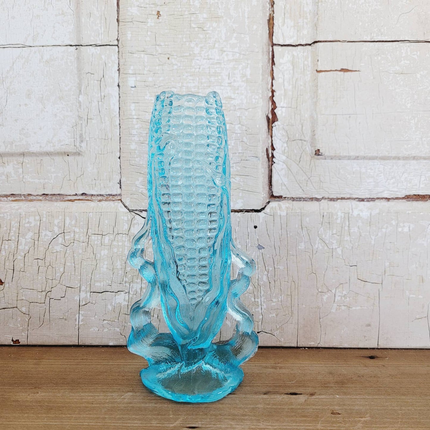 Vintage Corn Cob Vase EAPG Blue