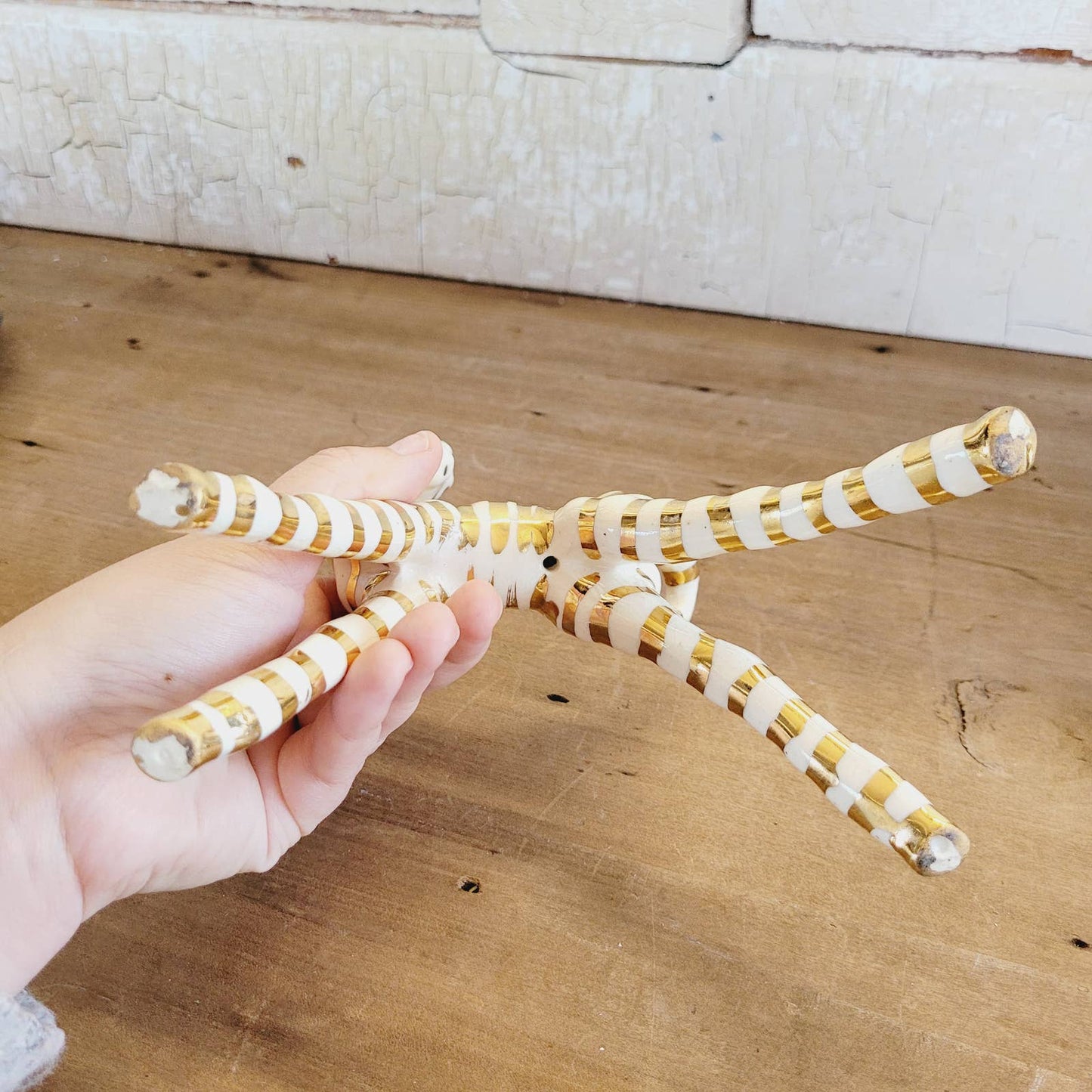 Vintage Gold Striped Zebra Figurine MCM