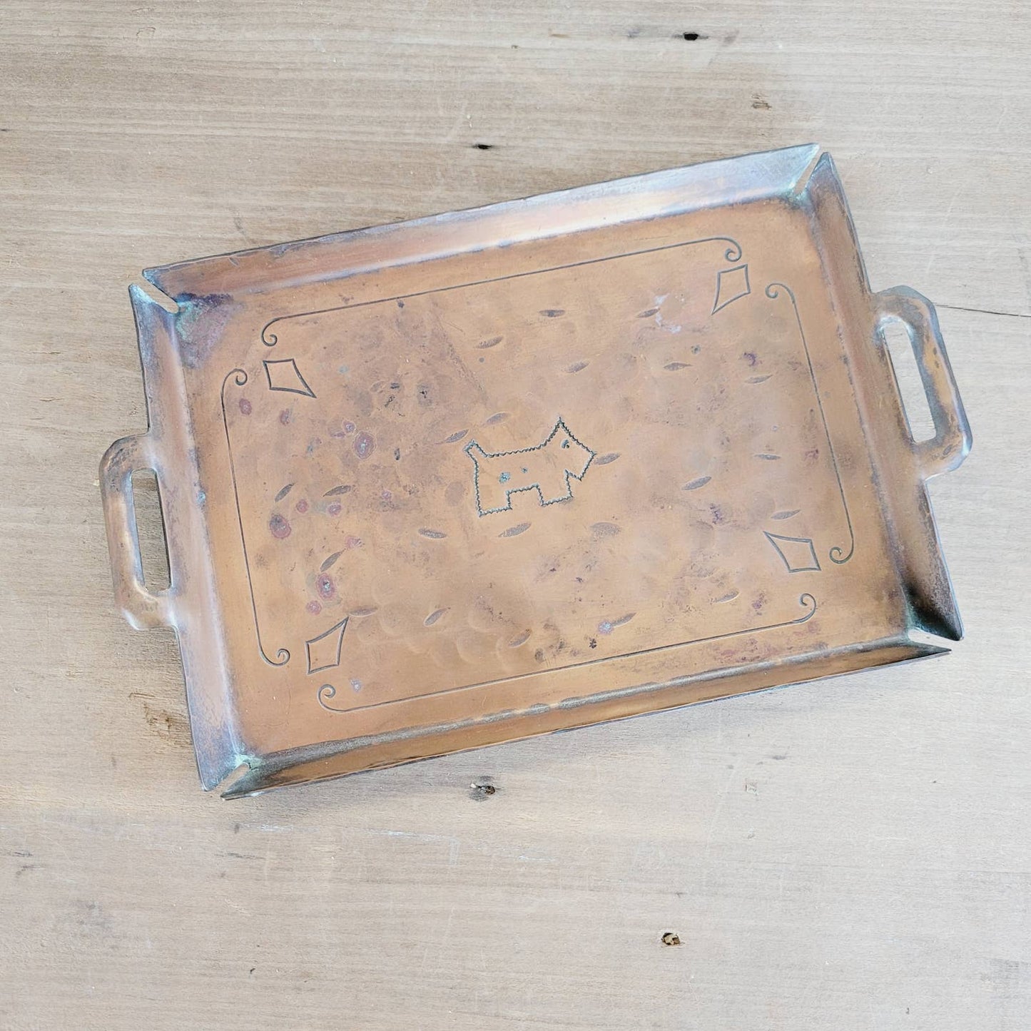 Craftsman Studios Hammered Copper Tray Scottie