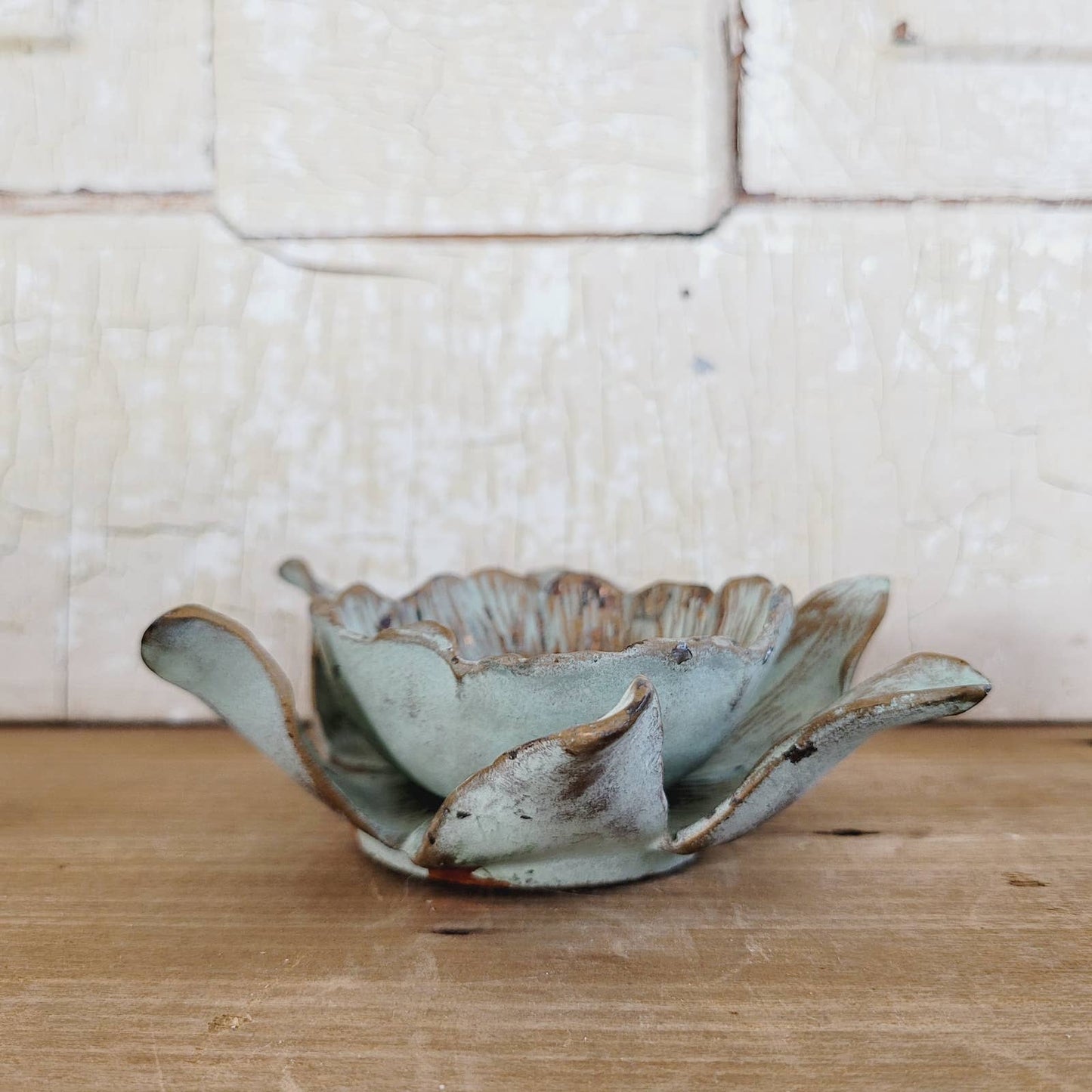 McCLELLAND BARCLAY Bronze and Green Plated Metal Flower Dish