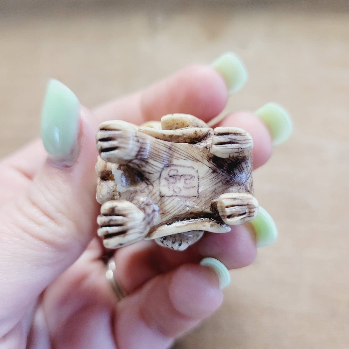 Japanese Antique Netsuke Man on Animal