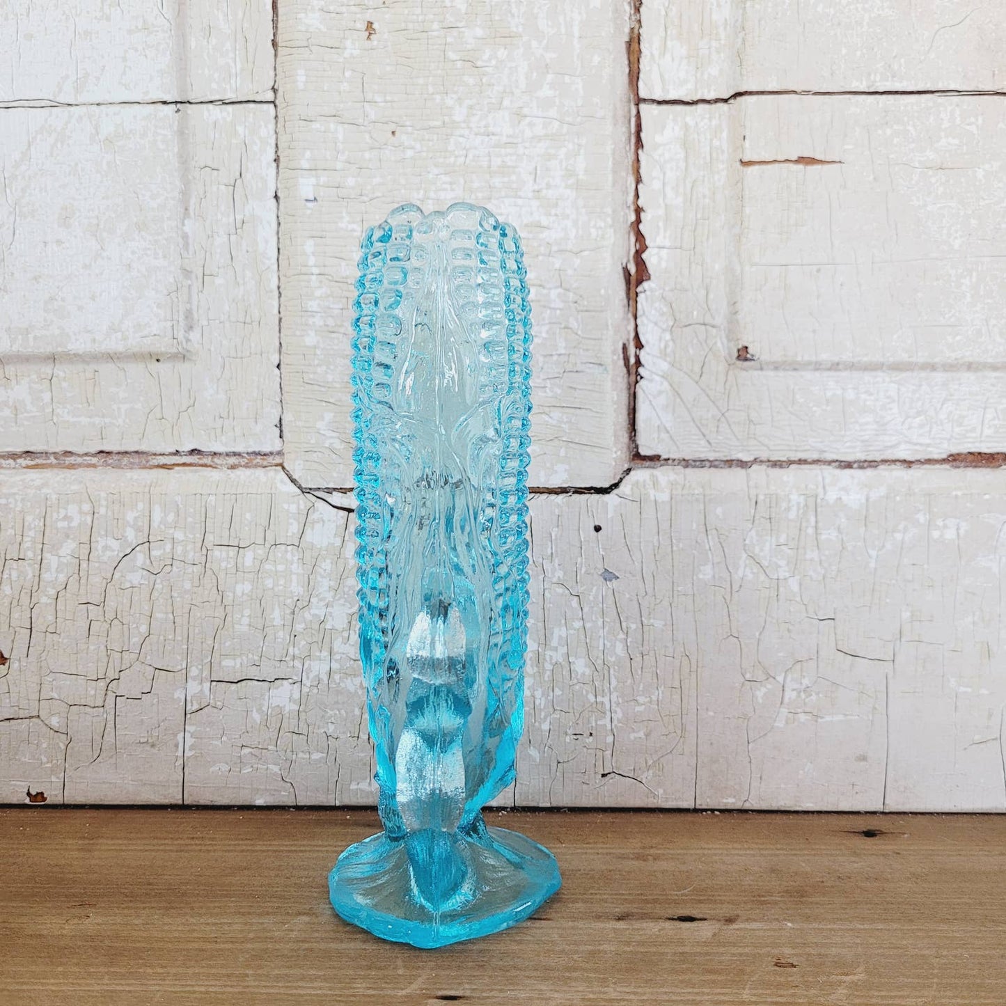 Vintage Corn Cob Vase EAPG Blue