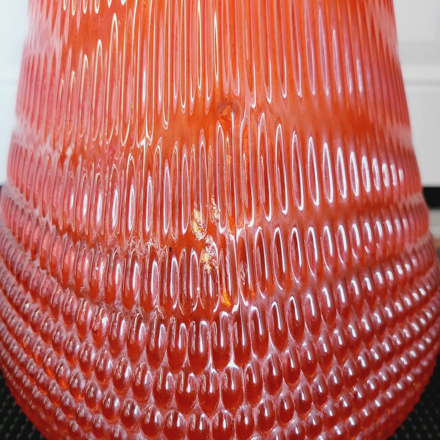 Mid Century 34" LE SMITH Swung Floor Vase Nubby Butt Tangerine AMBERINA