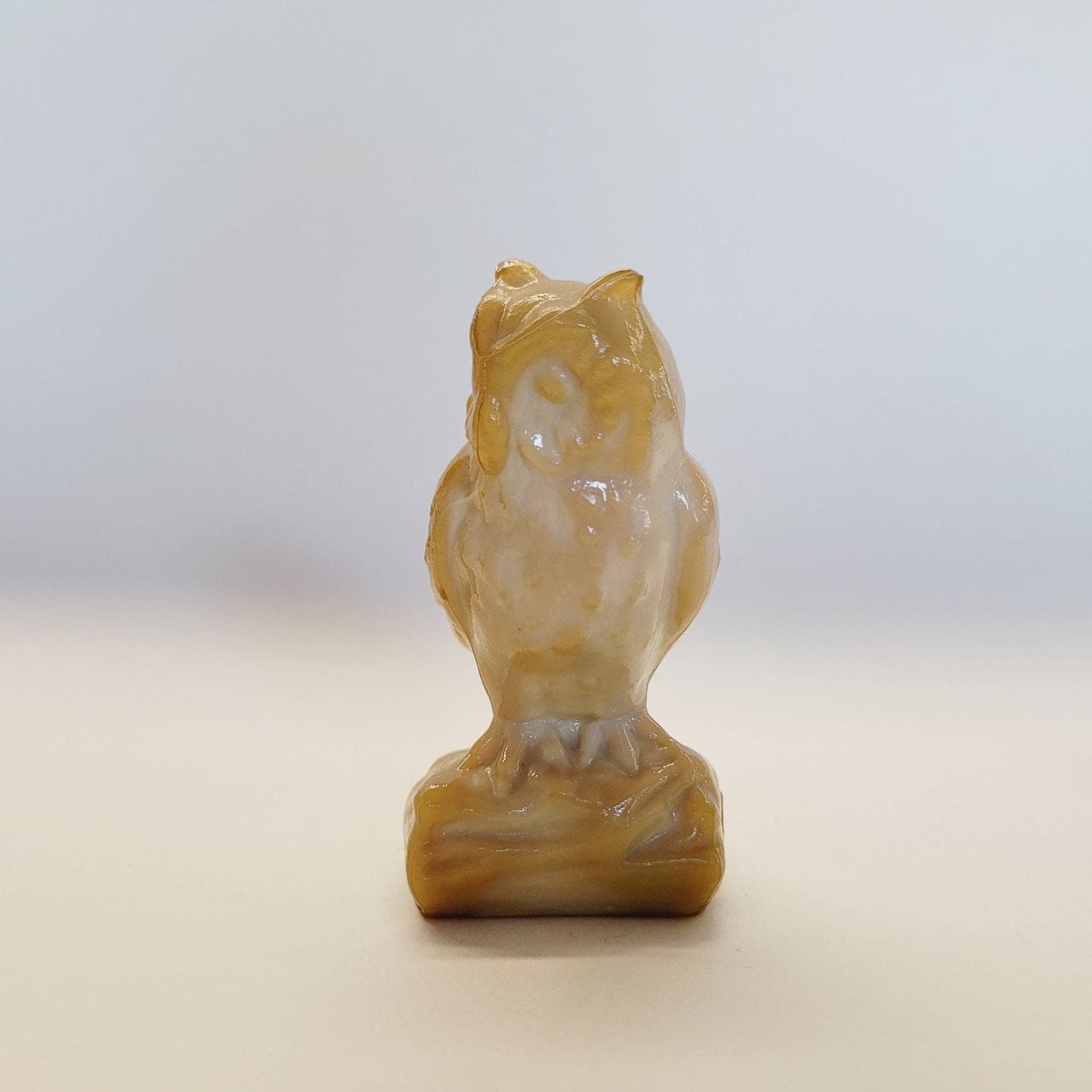 Boyd Glass Owl Peanut Butter Color Slag