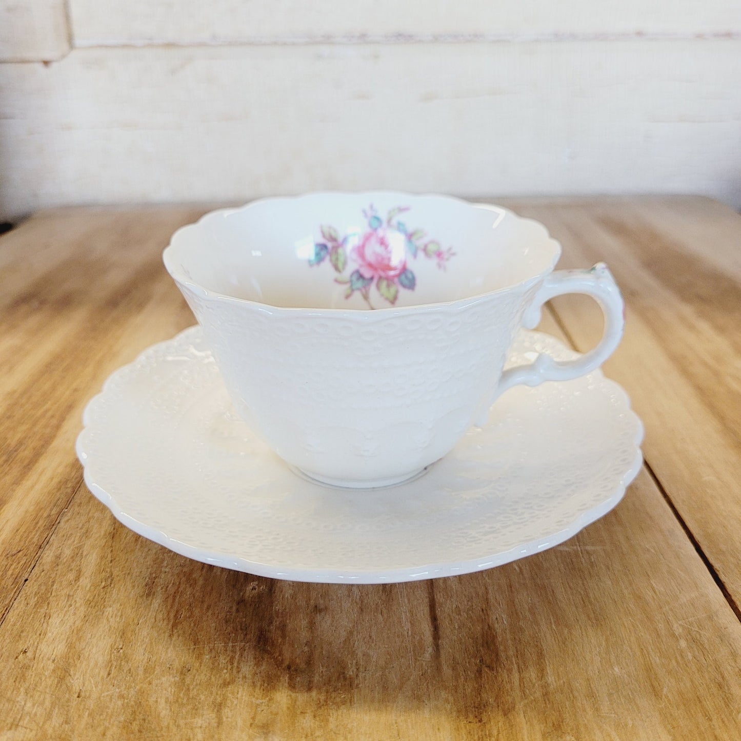 Spode's Jewel Billingsley Rose Pink Copeland Coffee Cup & Saucer - England 1926