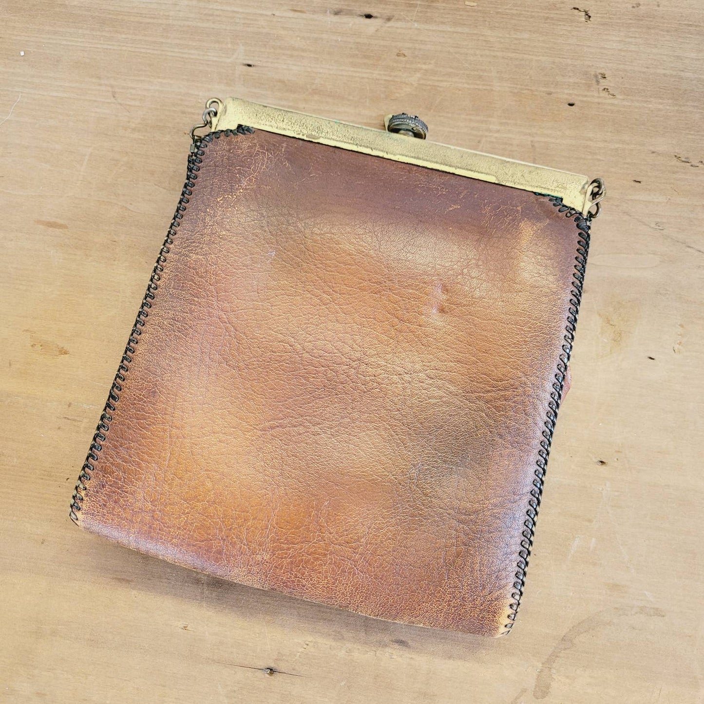 Antique 1918 Amity Tooled Leather Purse