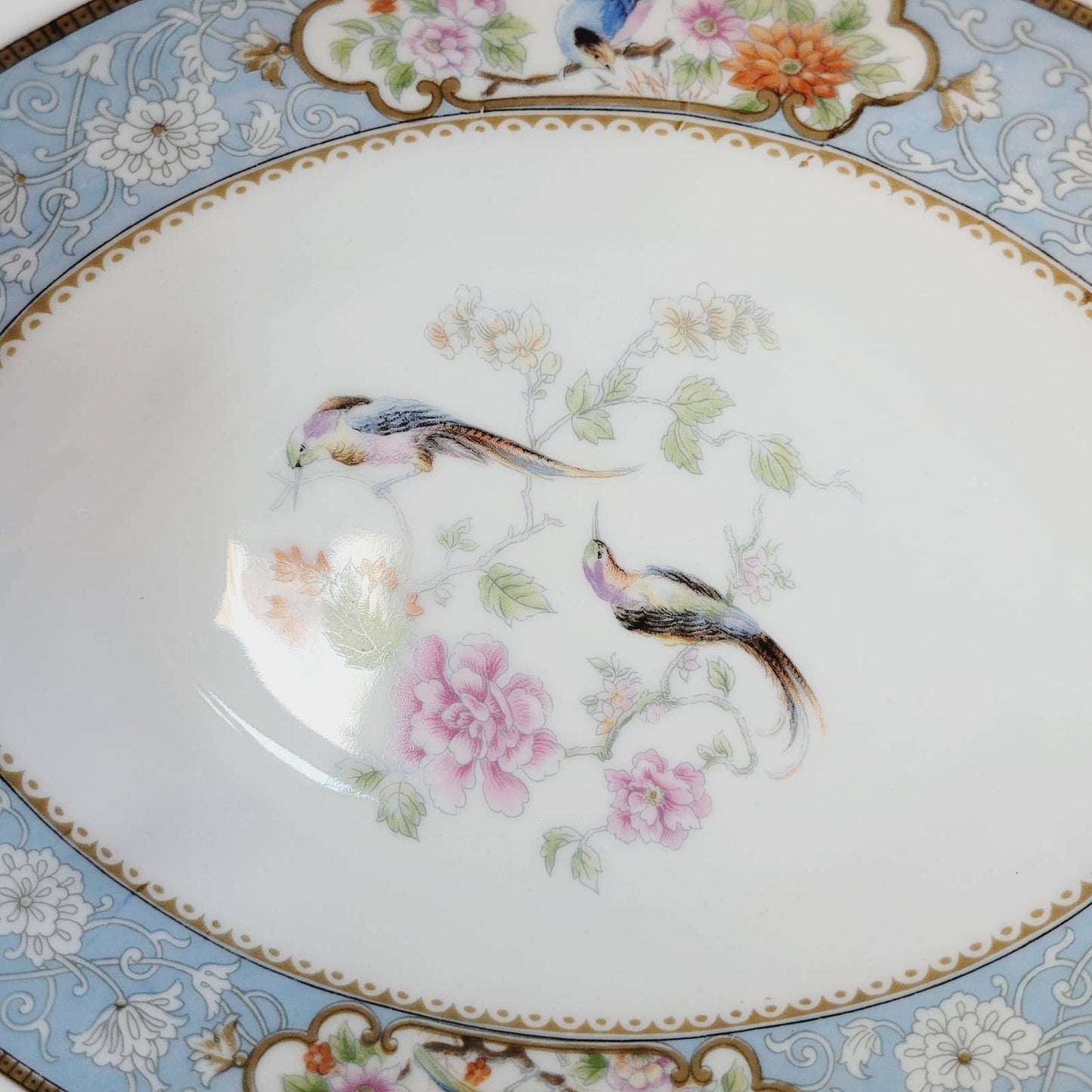 1920s Hutschenreuther Oval Vegetable Serving Bowl Bird of Paradise