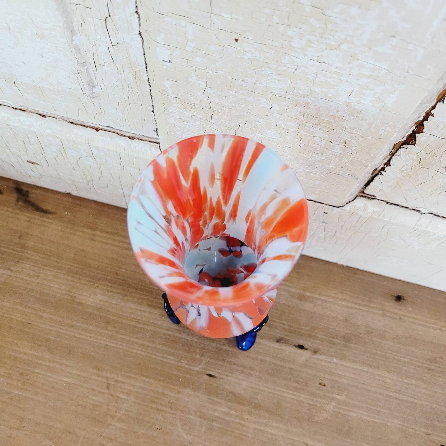 Vintage Spatter Art Deco Czech Glass Vase