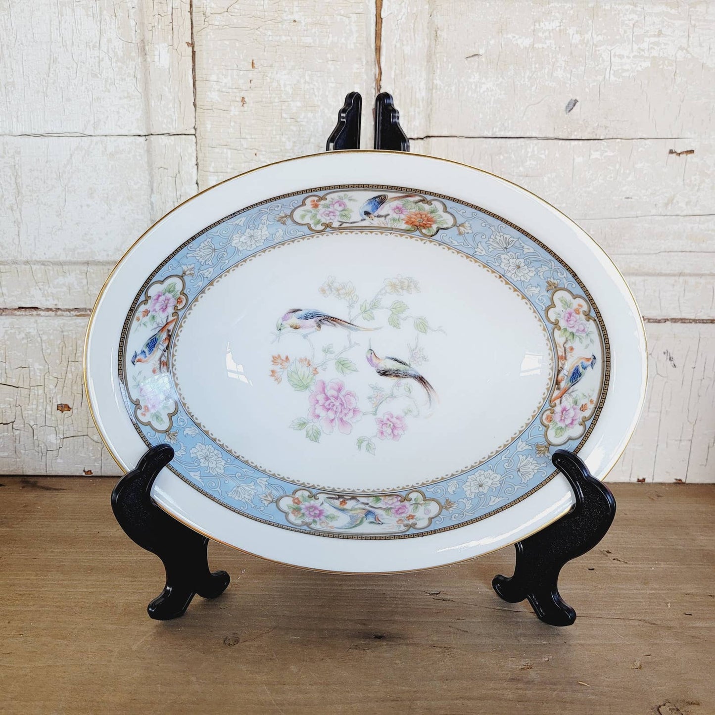 1920s Hutschenreuther Oval Vegetable Serving Bowl Bird of Paradise