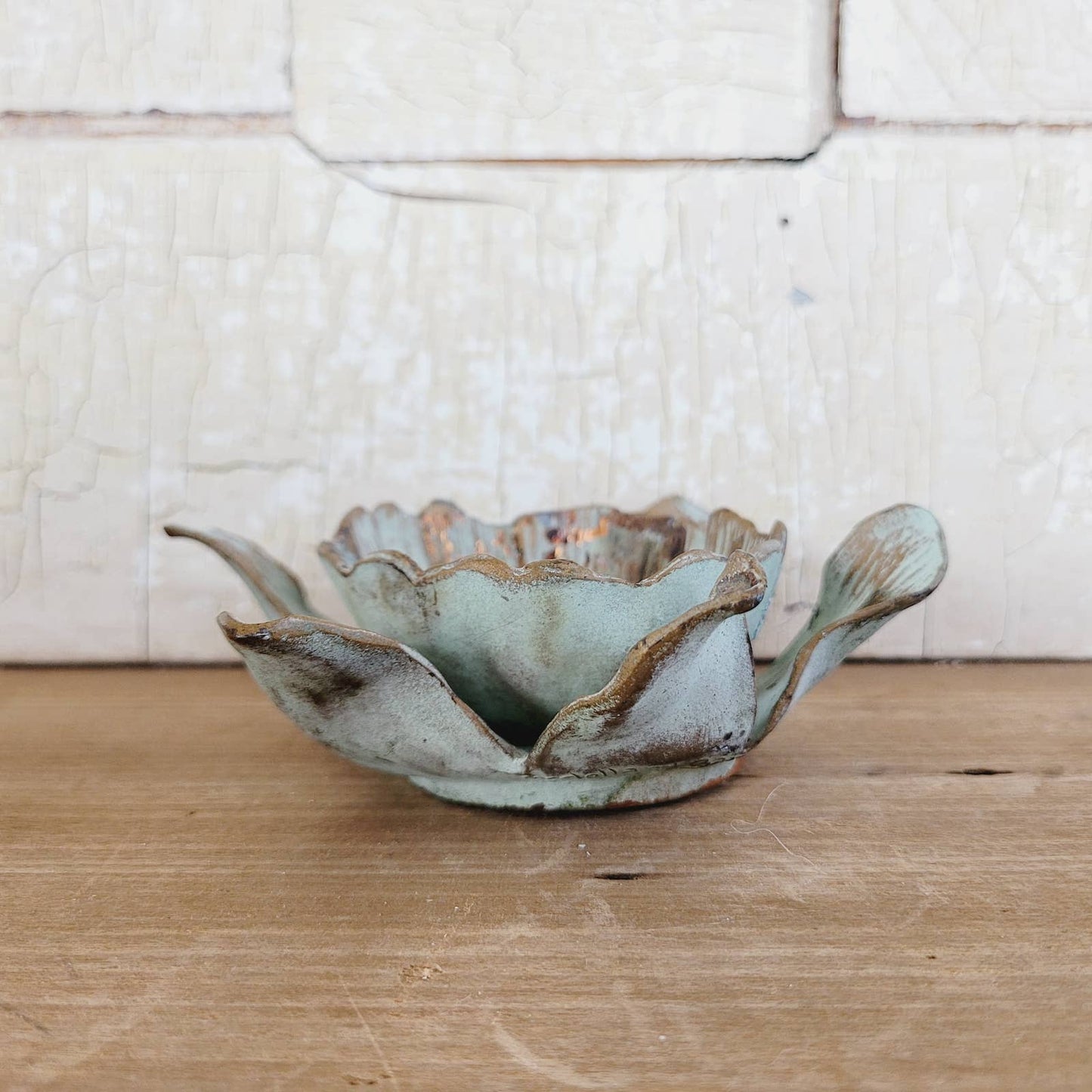 McCLELLAND BARCLAY Bronze and Green Plated Metal Flower Dish
